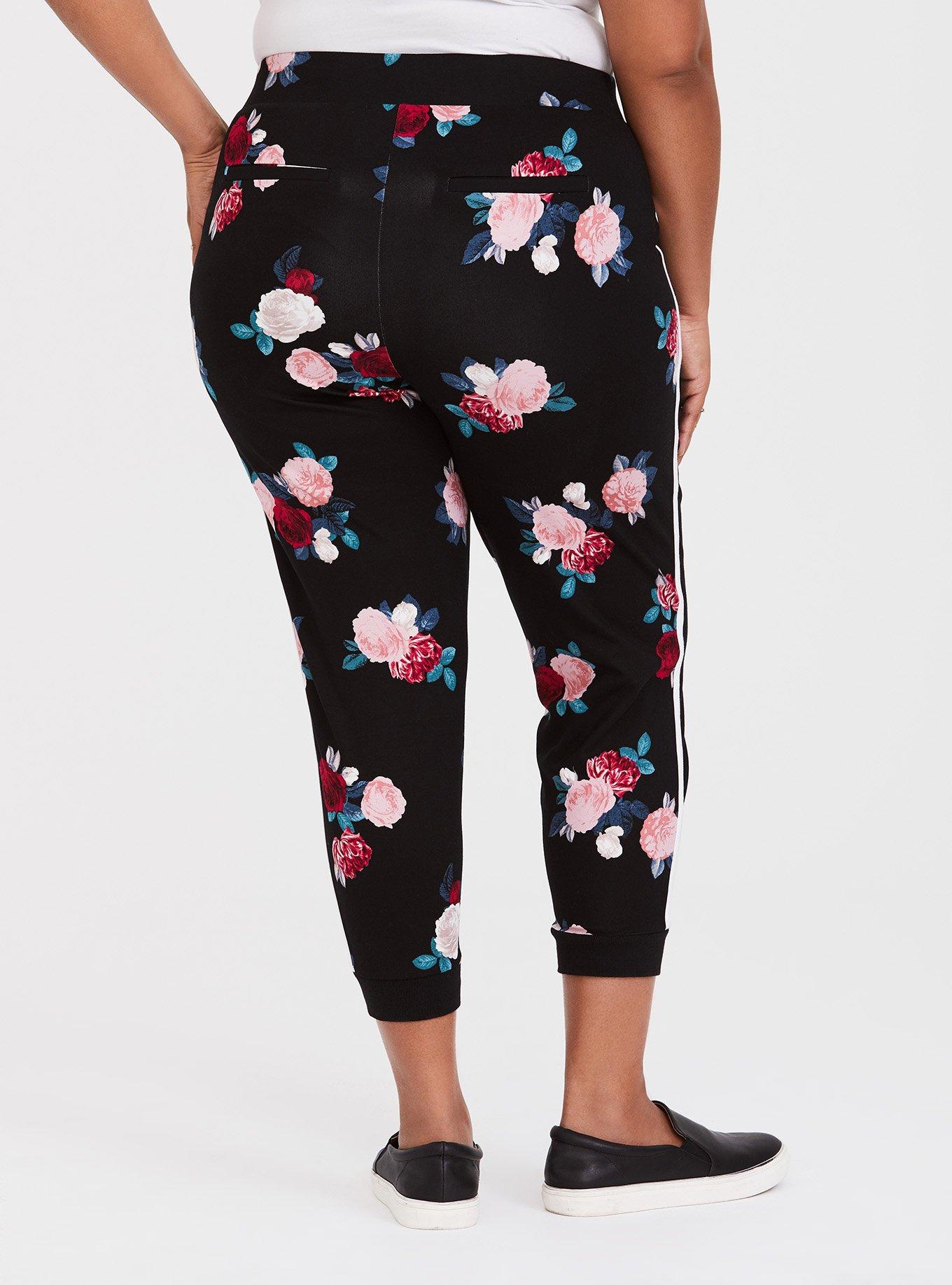 Black & Red Floral Ponte Active Jogger, FLORAL, alternate