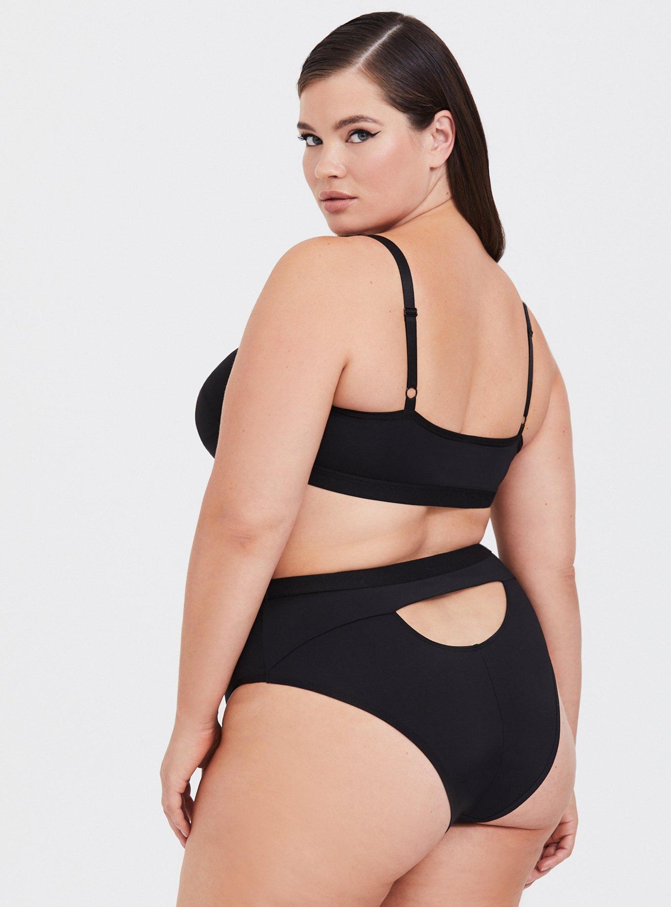 Tara Lynn - Microfiber Peekaboo Bralette, RICH BLACK, alternate