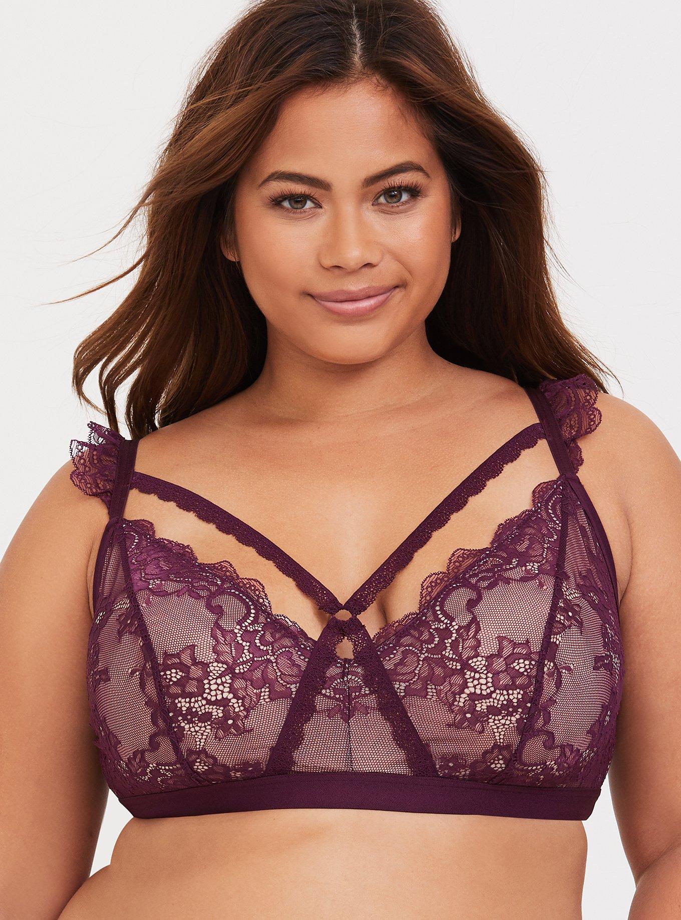 Plus Size - Purple Strappy Lace Bralette - Torrid