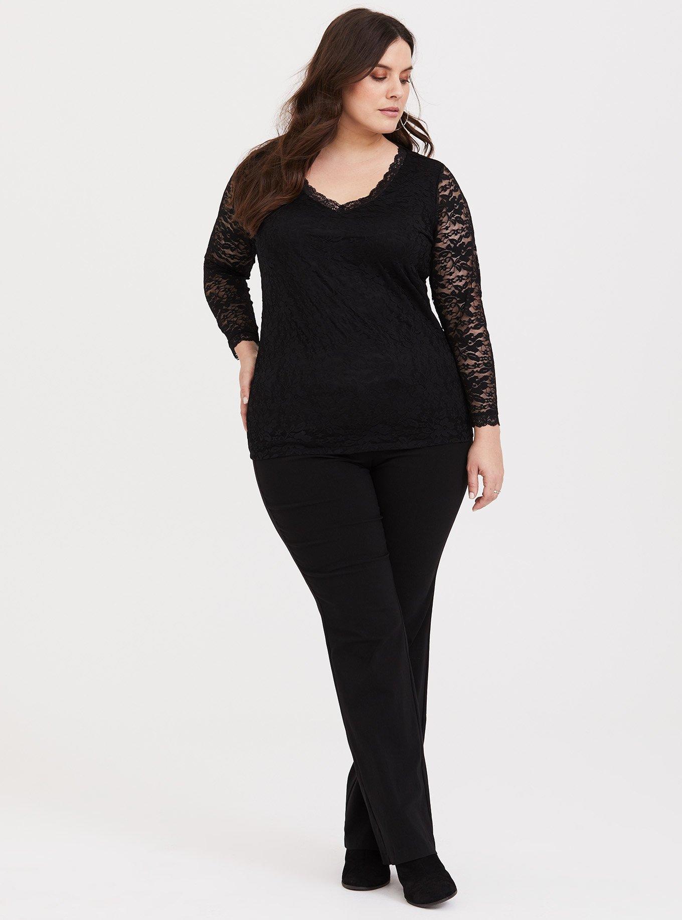 NWT Torrid Plus Size 2 2X 18/20 BLACK HACCI LACE OVERLAY TOP