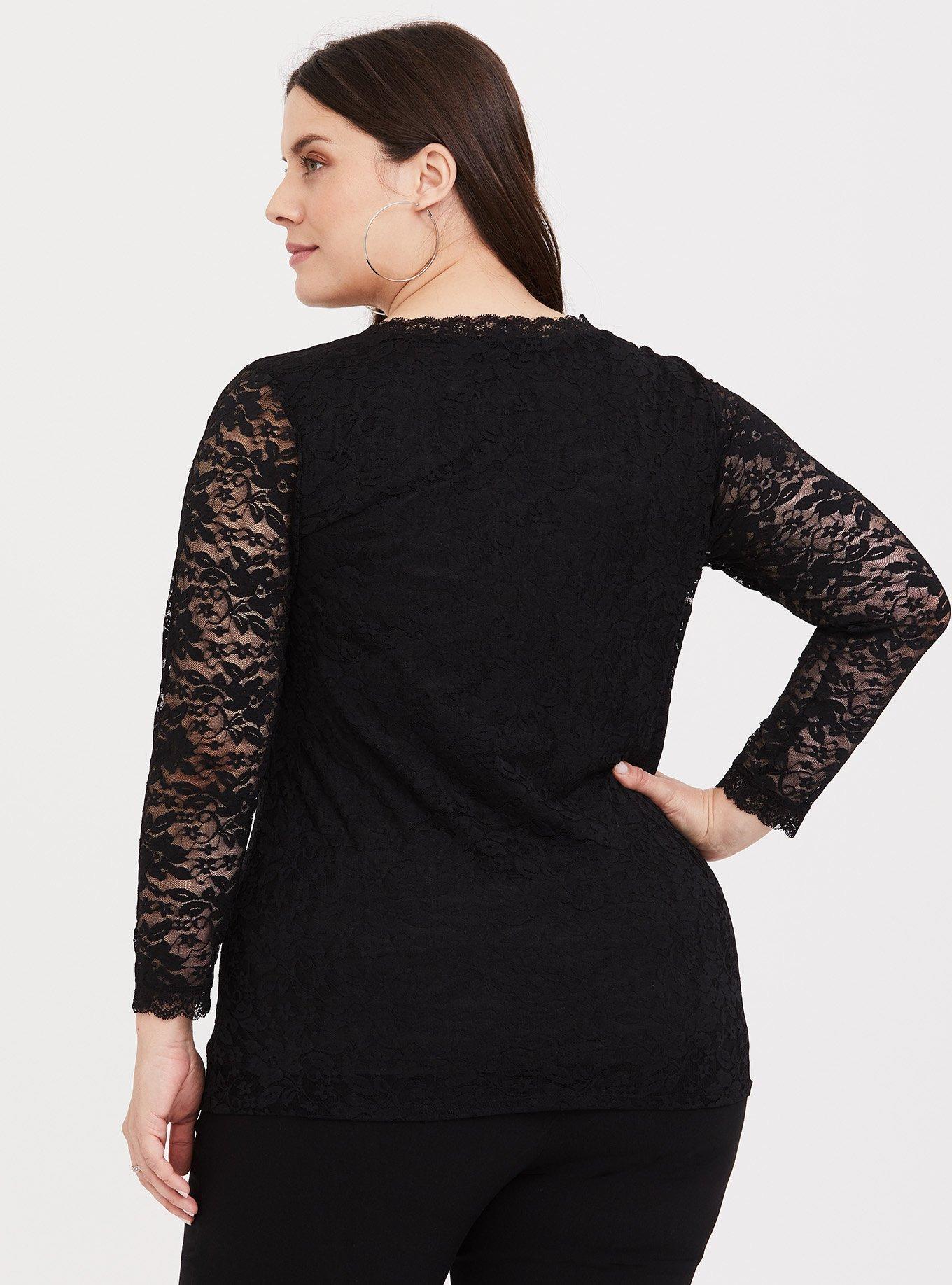 torrid, Tops, Newblack Lace Floral Mesh Short Sleeve Shirt By Torrid