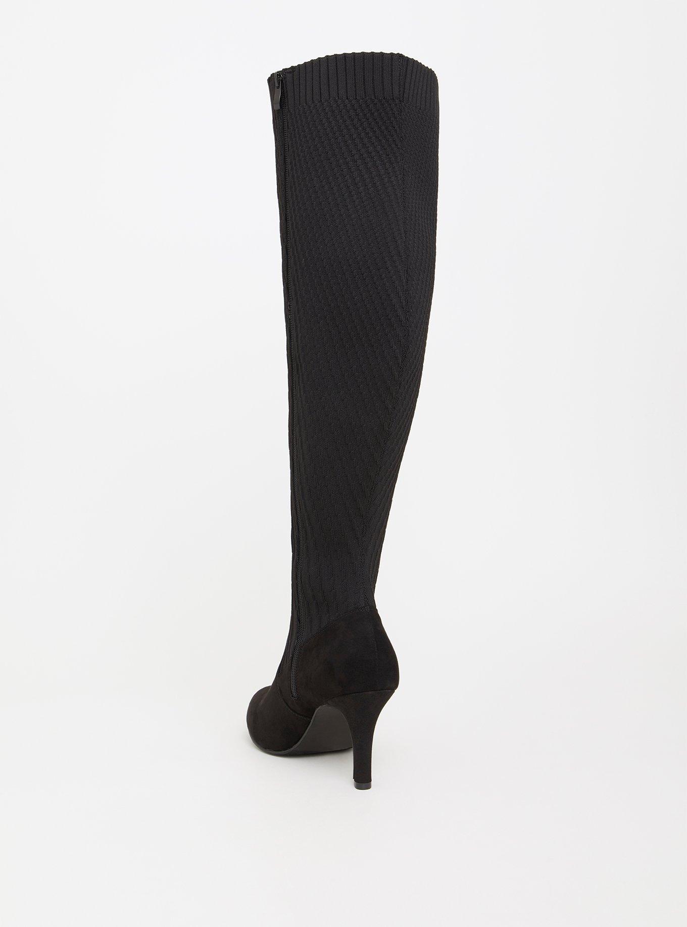 Plus Size Black Sock-Knit Over The Knee Boot (WW & Wide Calf), BLACK, alternate