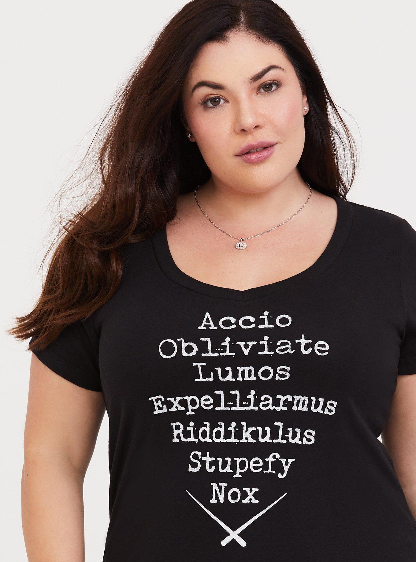 Plus Size Harry Potter Spells Black Slim Fit Tee, DEEP BLACK, alternate