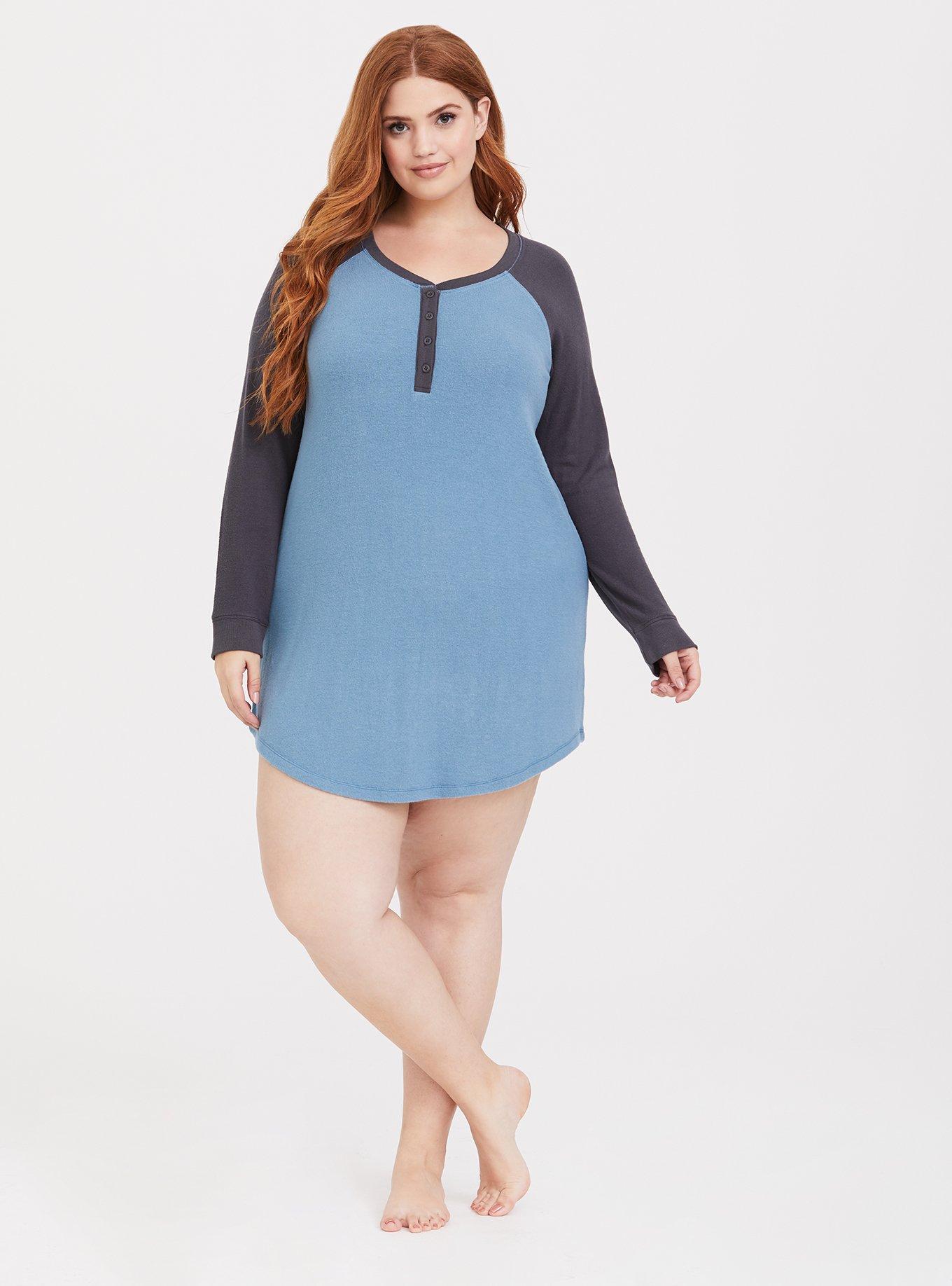 Blue & Navy Cozy Brushed Hacci Henley Lounge Tunic, BLUE, alternate