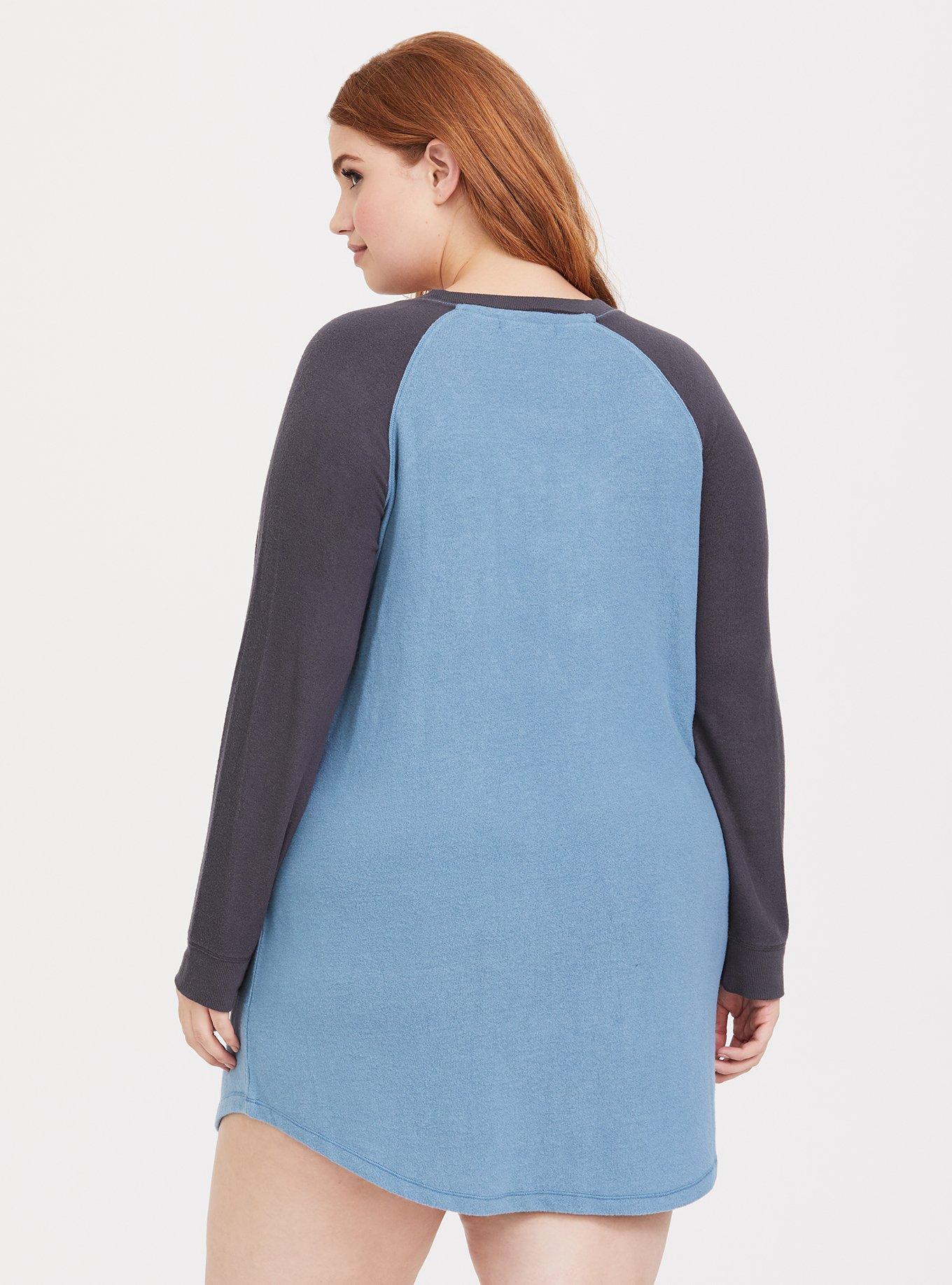 Blue & Navy Cozy Brushed Hacci Henley Lounge Tunic, BLUE, alternate