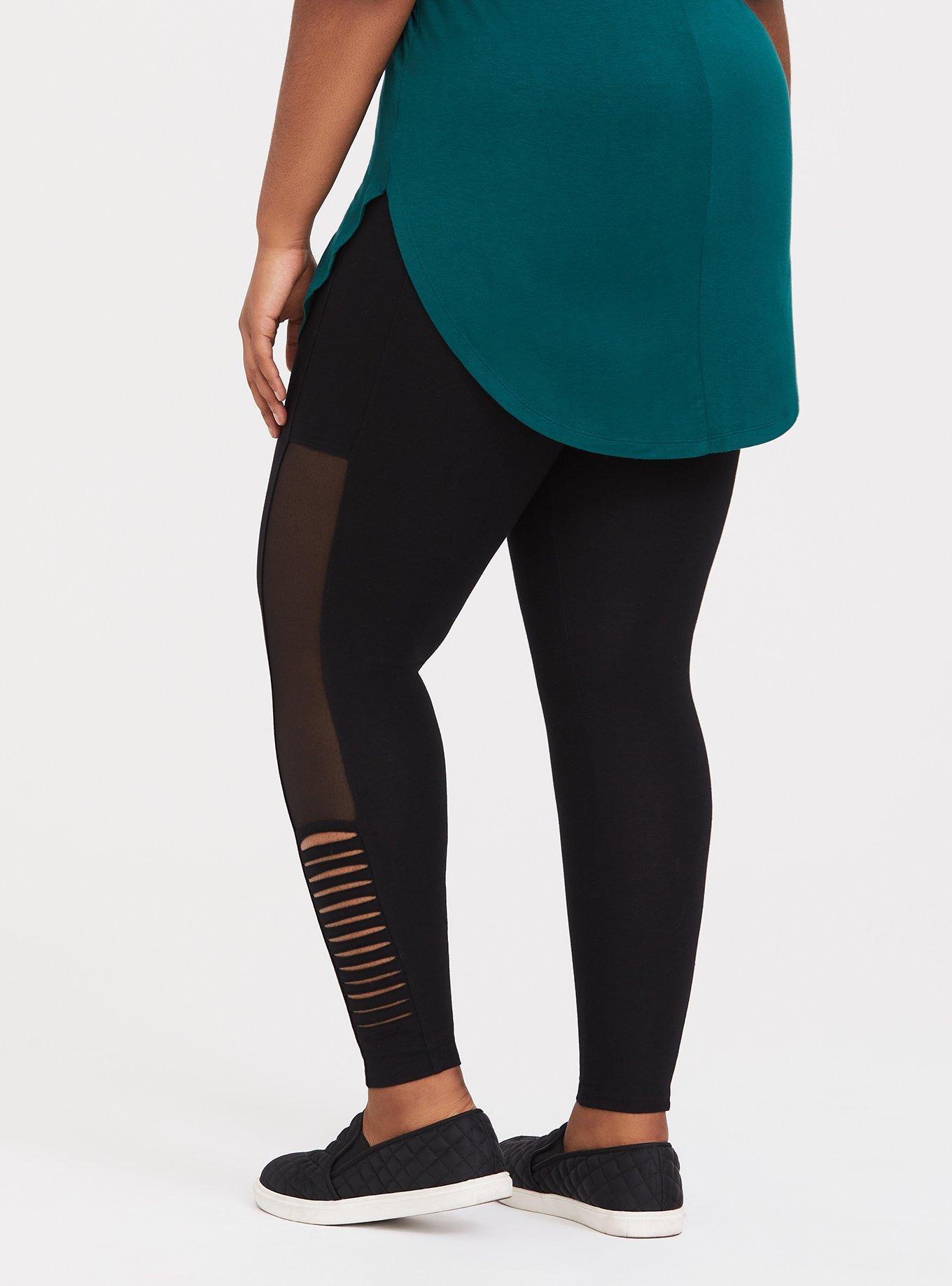 Black Slash & Mesh Knit Legging, BLACK, alternate