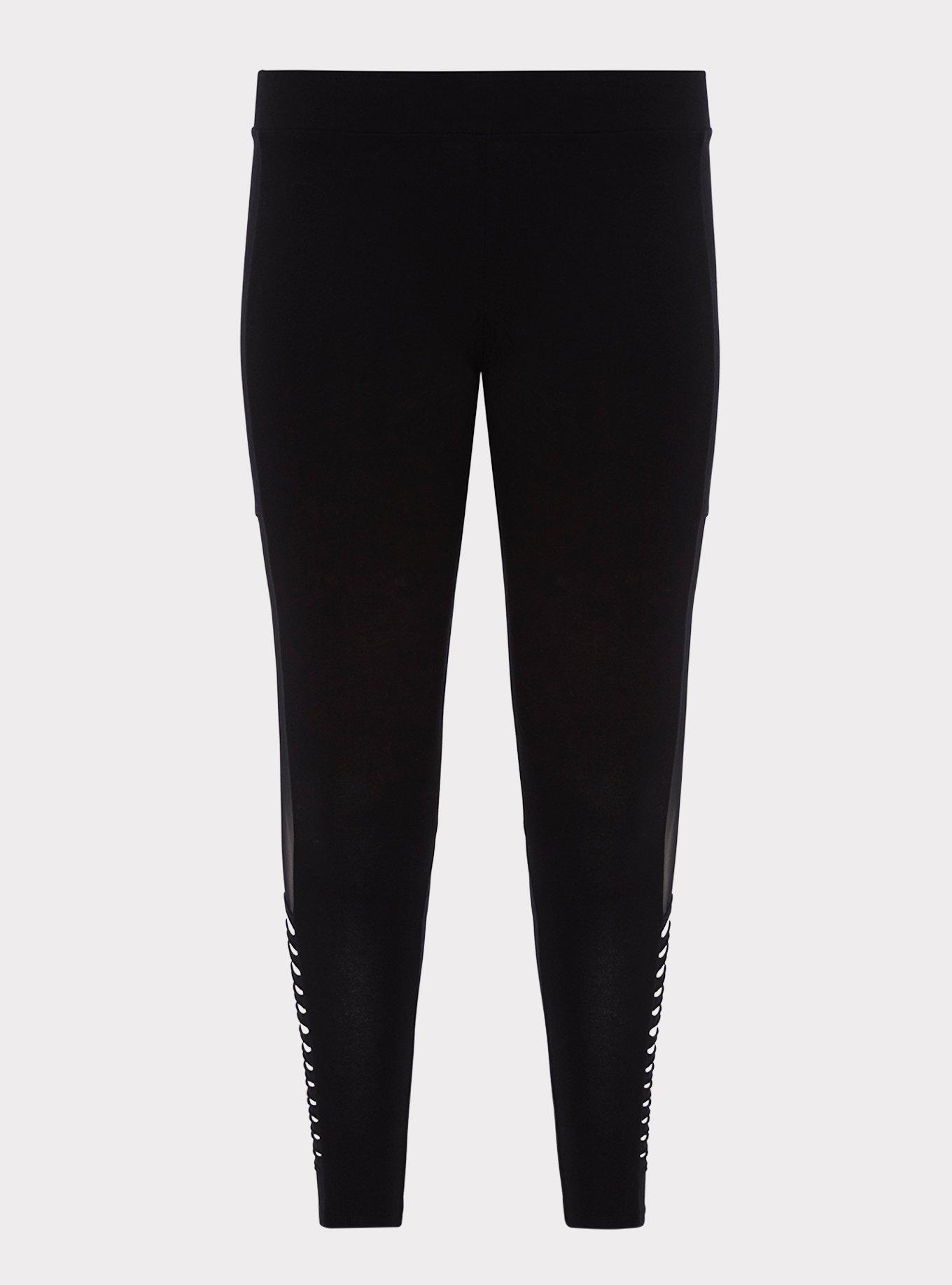 Black Slash & Mesh Knit Legging, BLACK, hi-res
