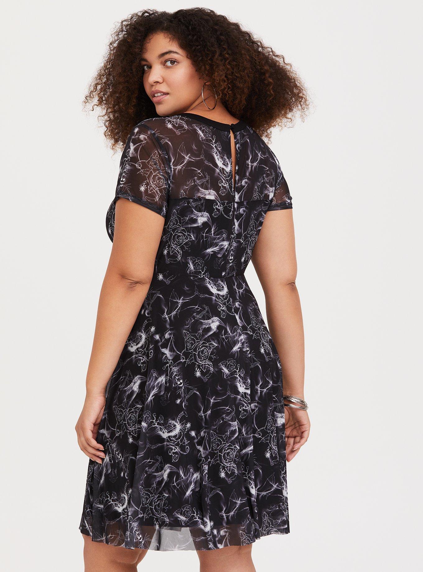 The Nightmare Before Christmas Floral Mesh Skater Dress, MULTI, alternate