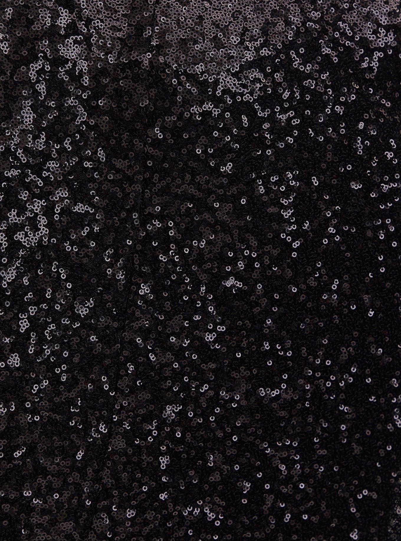 Mini Sequins Skater Dress, BLACK, alternate