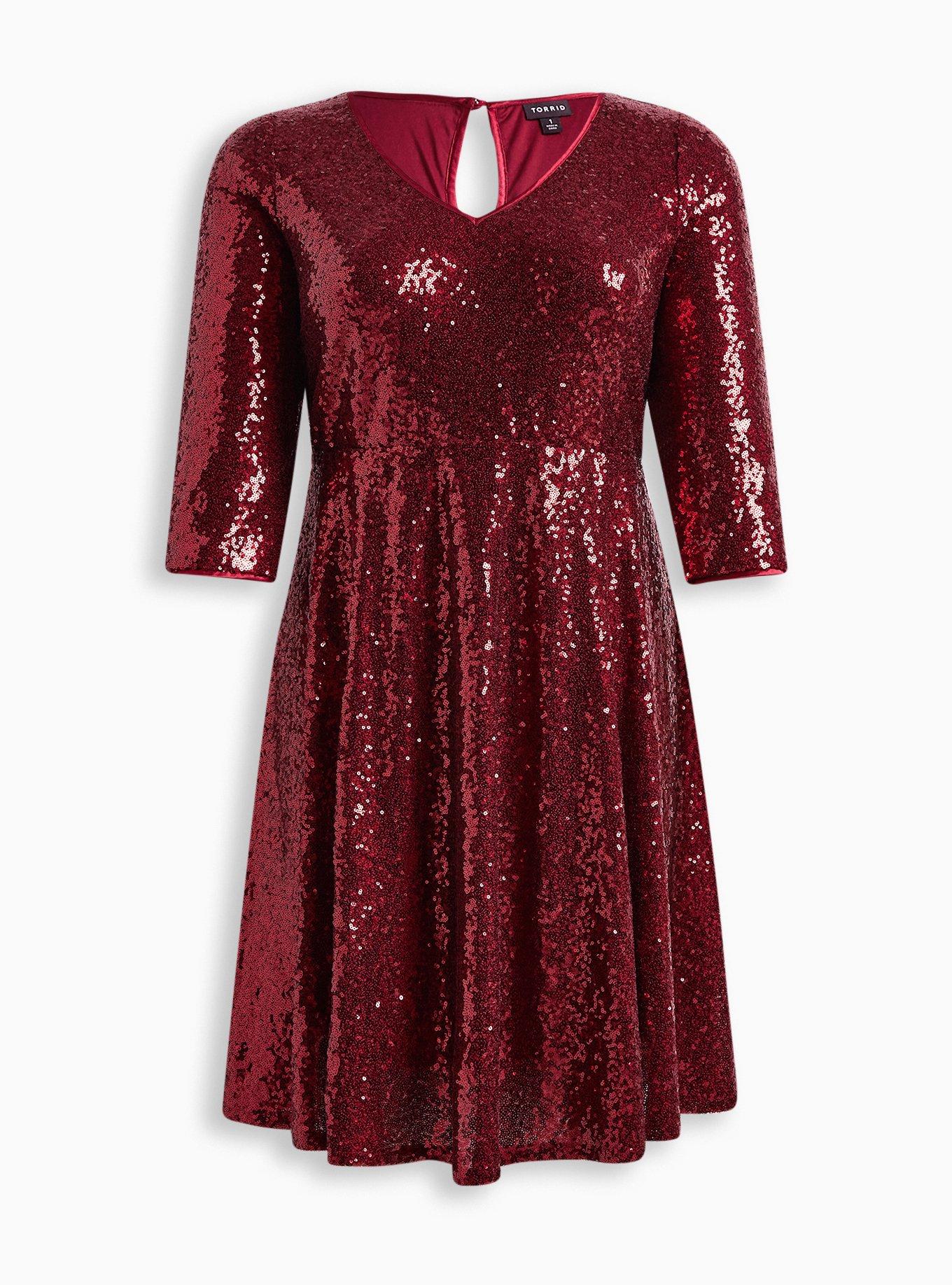 Plus Size - Mini Sequins Skater Dress - Torrid