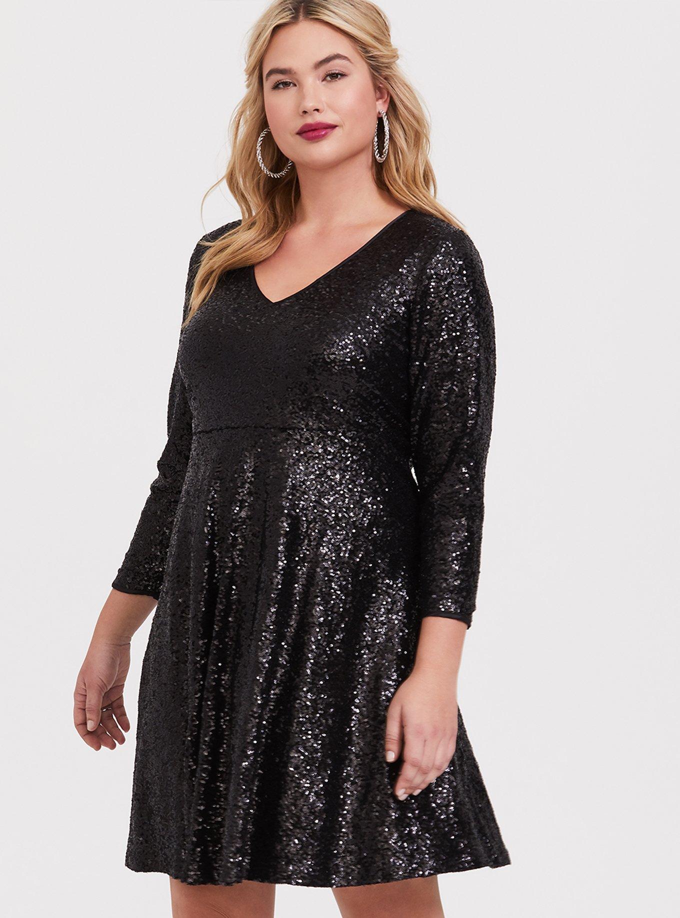 Mini Sequins Skater Dress, ASPHALT, alternate