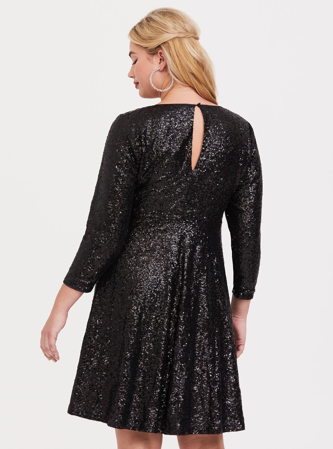 Mini Sequins Skater Dress, ASPHALT, alternate