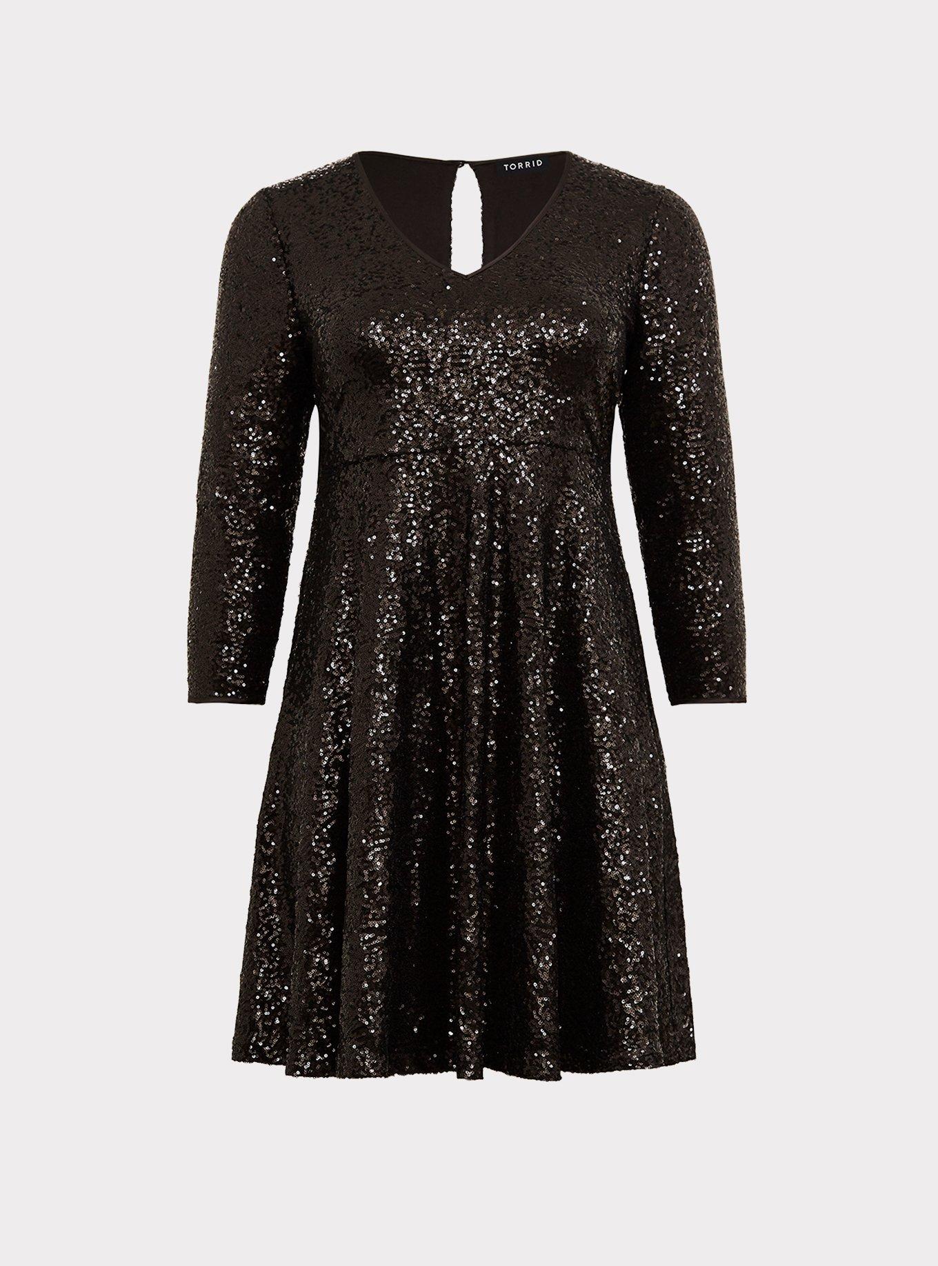 Mini Sequins Skater Dress, ASPHALT, hi-res