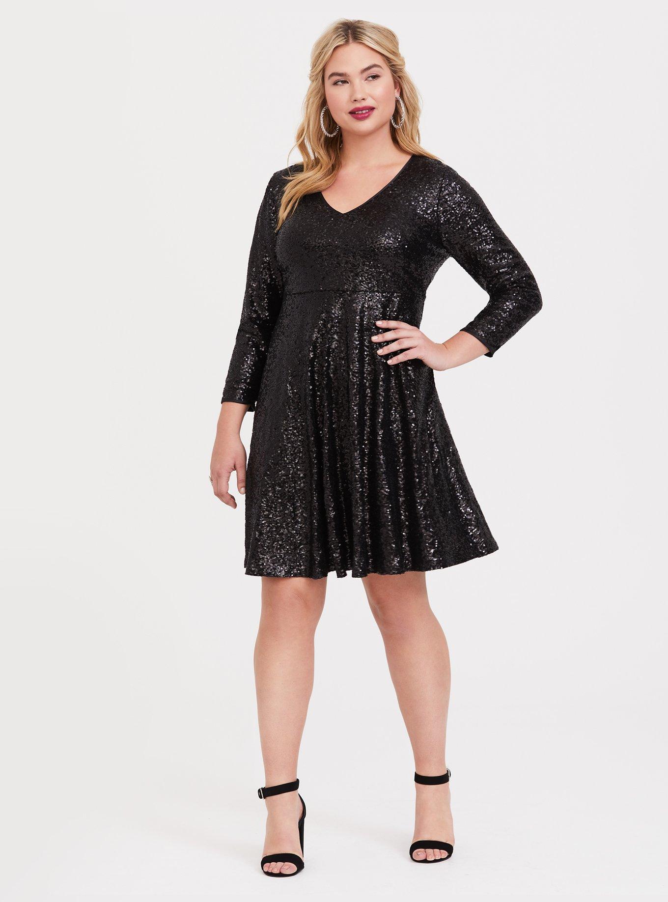 Mini Sequins Skater Dress, ASPHALT, hi-res