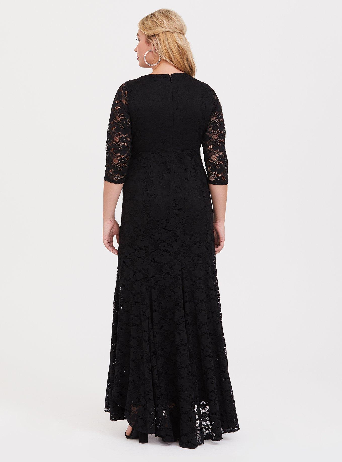 Special Occasion Black Lace Gown, DEEP BLACK, alternate