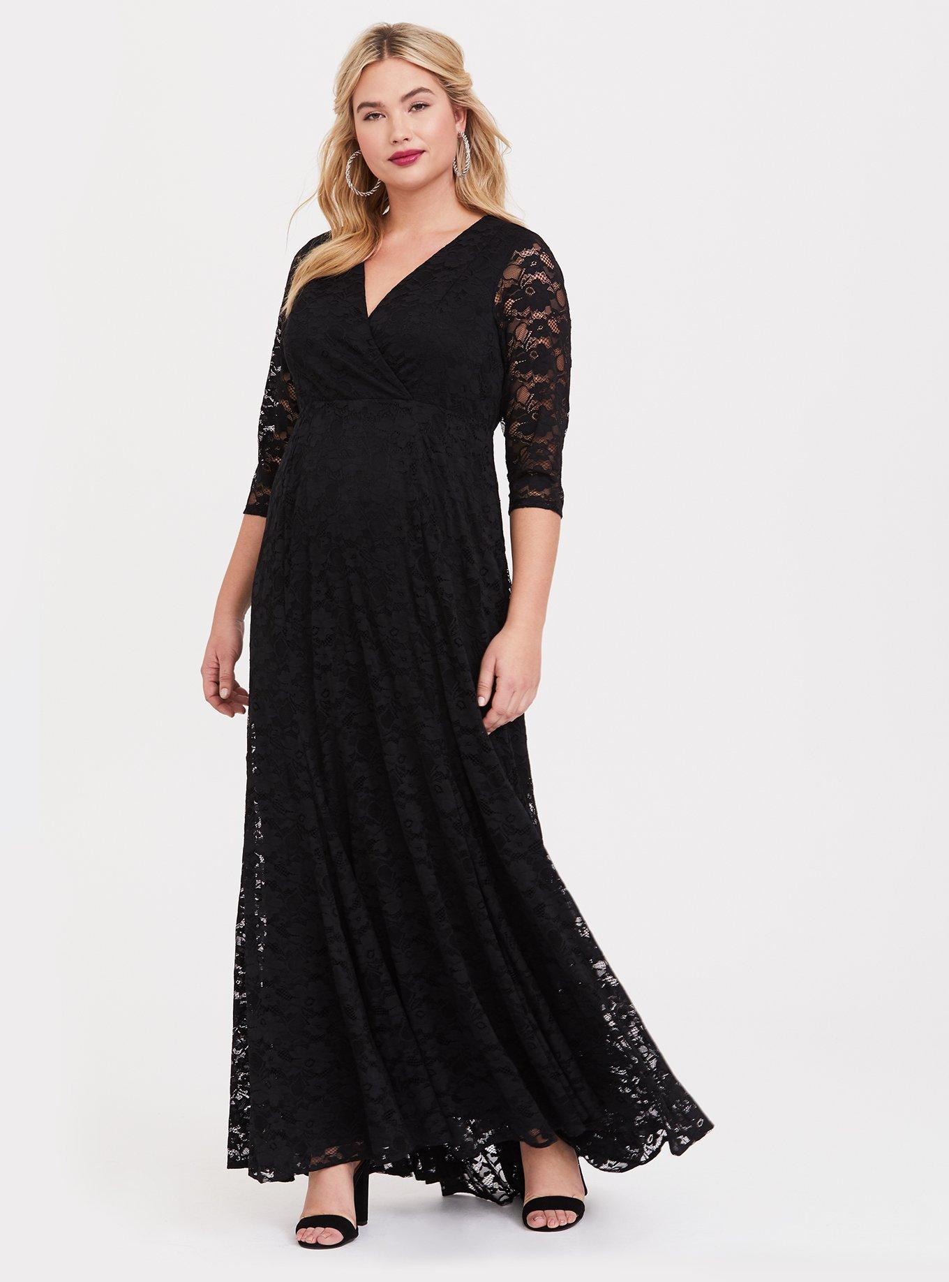Special Occasion Black Lace Gown, , hi-res