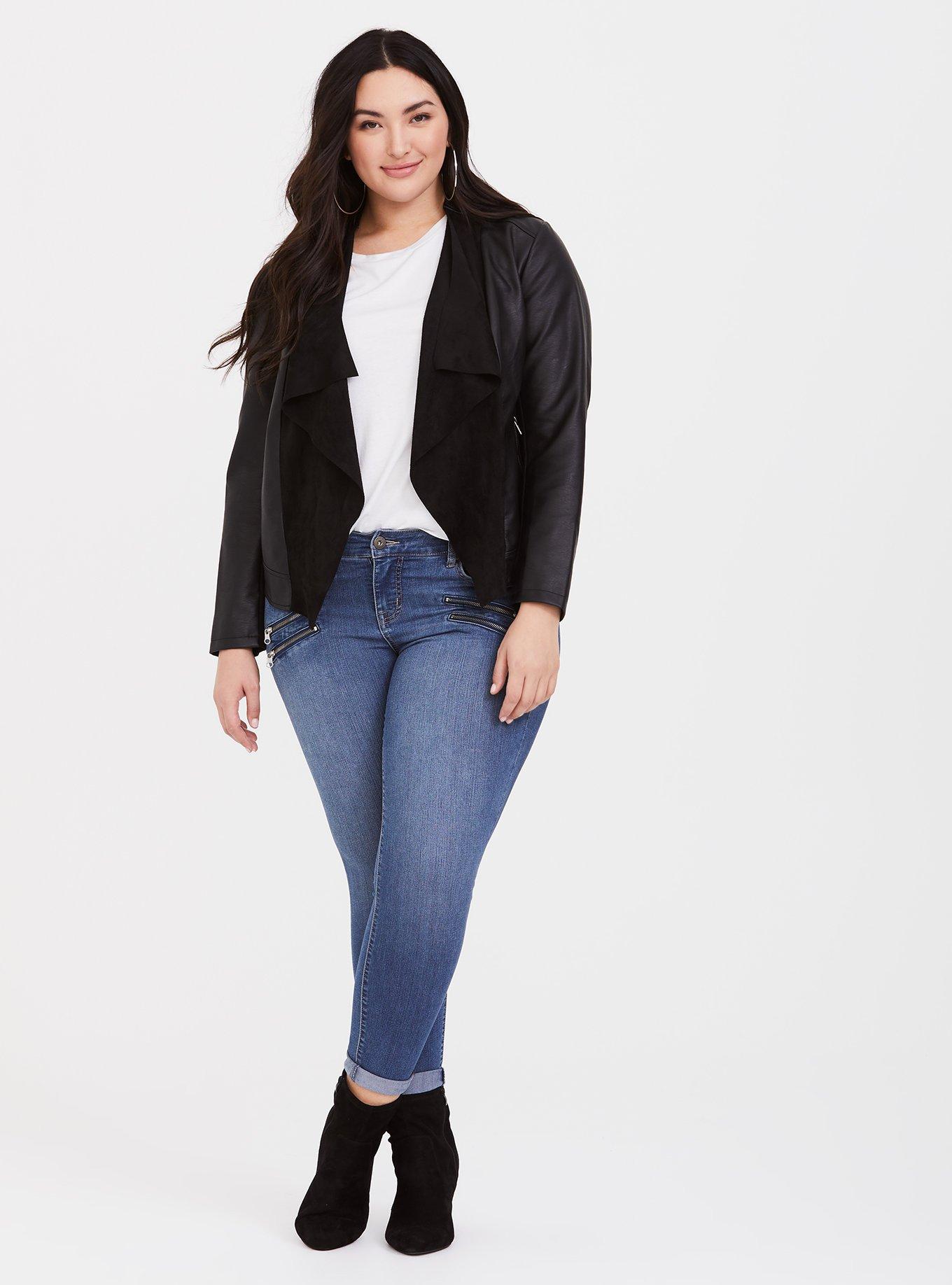 Plus Size Her Universe Marvel Thor Black Embroidered Moto Jacket, DEEP BLACK, alternate