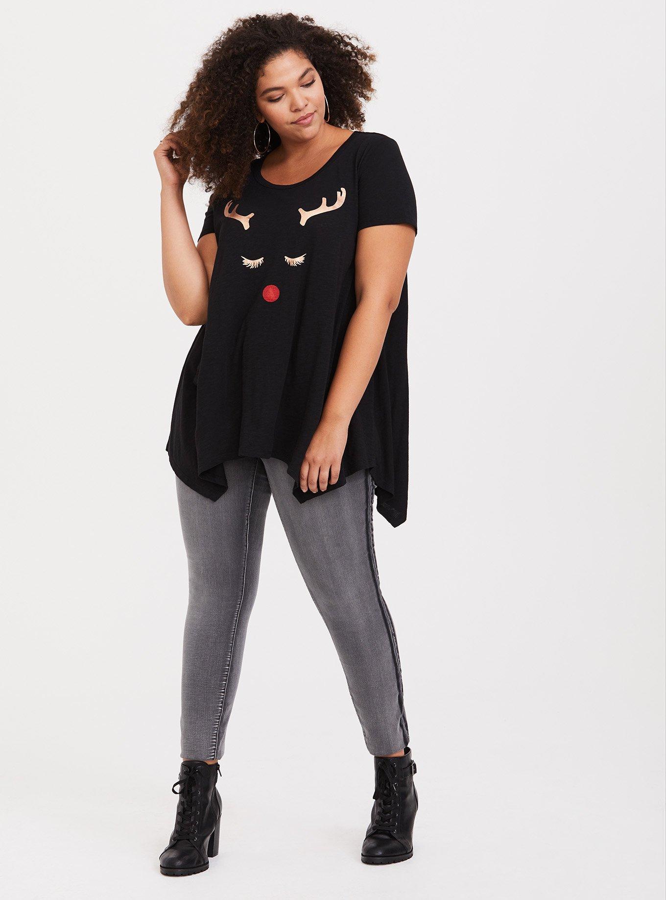 Black Reindeer Sharkbite Tunic, DEEP BLACK, alternate