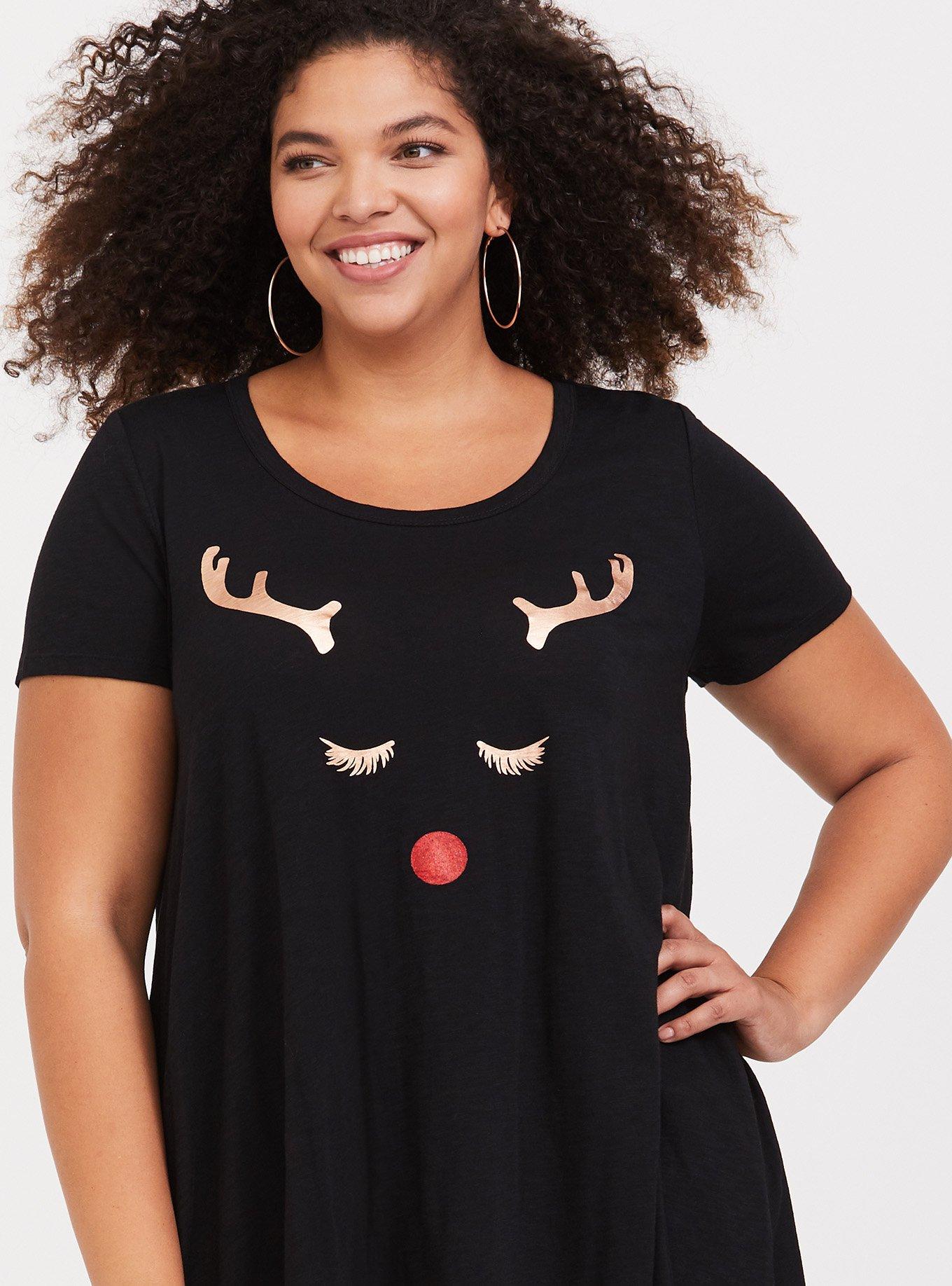 Black Reindeer Sharkbite Tunic, DEEP BLACK, alternate