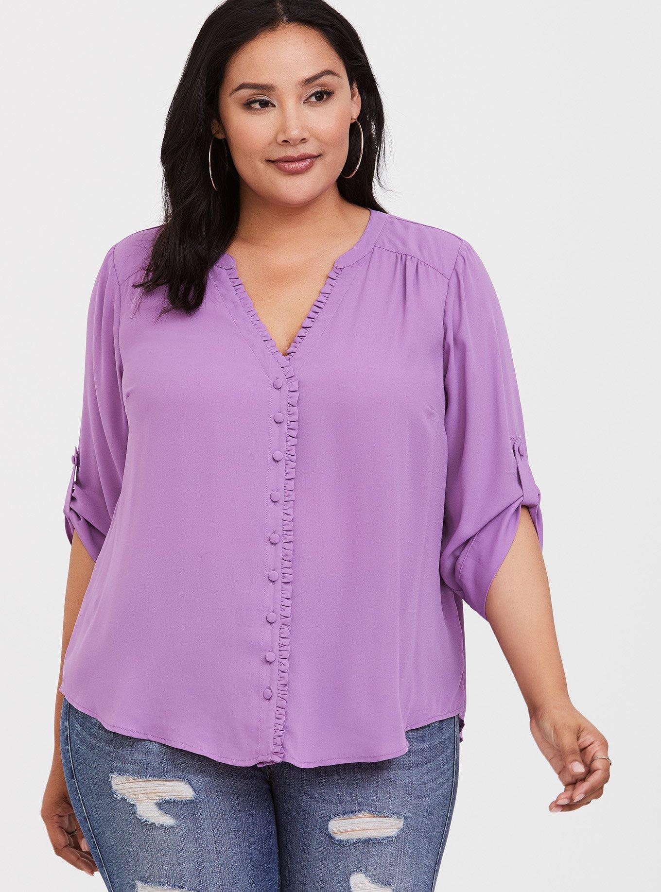 Plus Size - Harper - Lavender Ruffle Georgette Blouse - Torrid