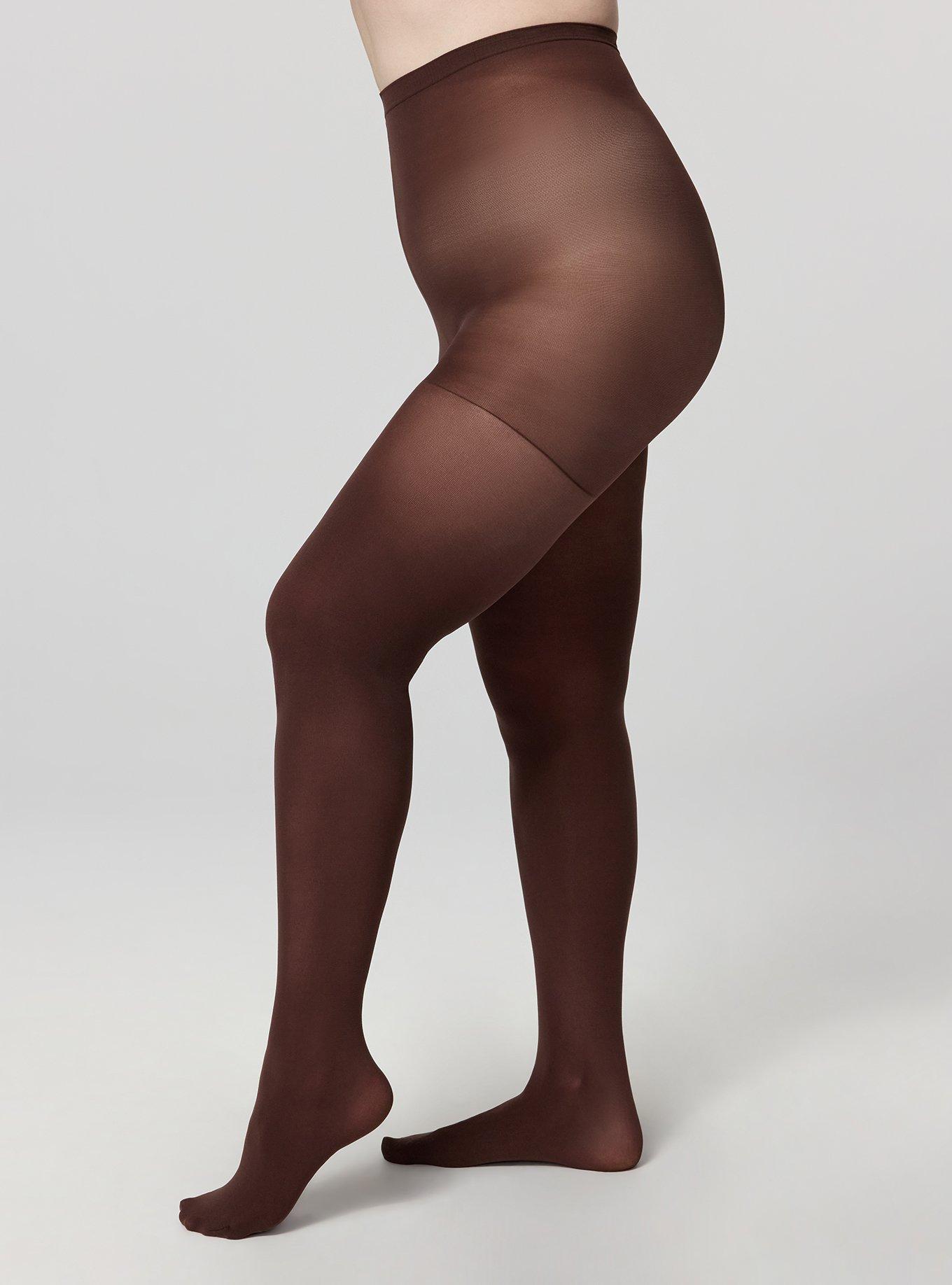 Control Top Opaque Tight, BROWN, hi-res