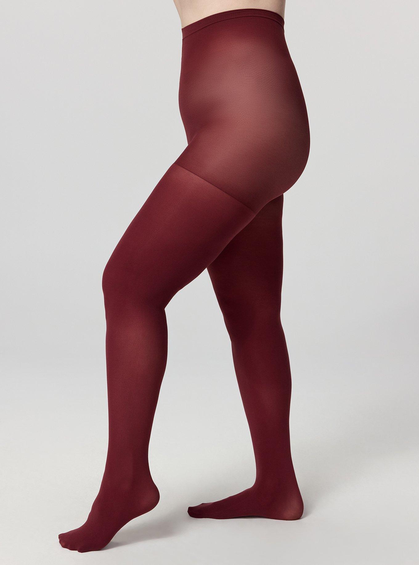 Control Top Opaque Tight, BURGUNDY, hi-res