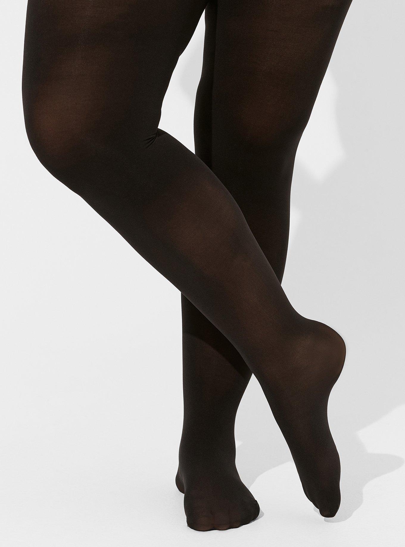 Plus Size 50 Denier Extra Wide High Waist Tights Short Leg UK XL Black