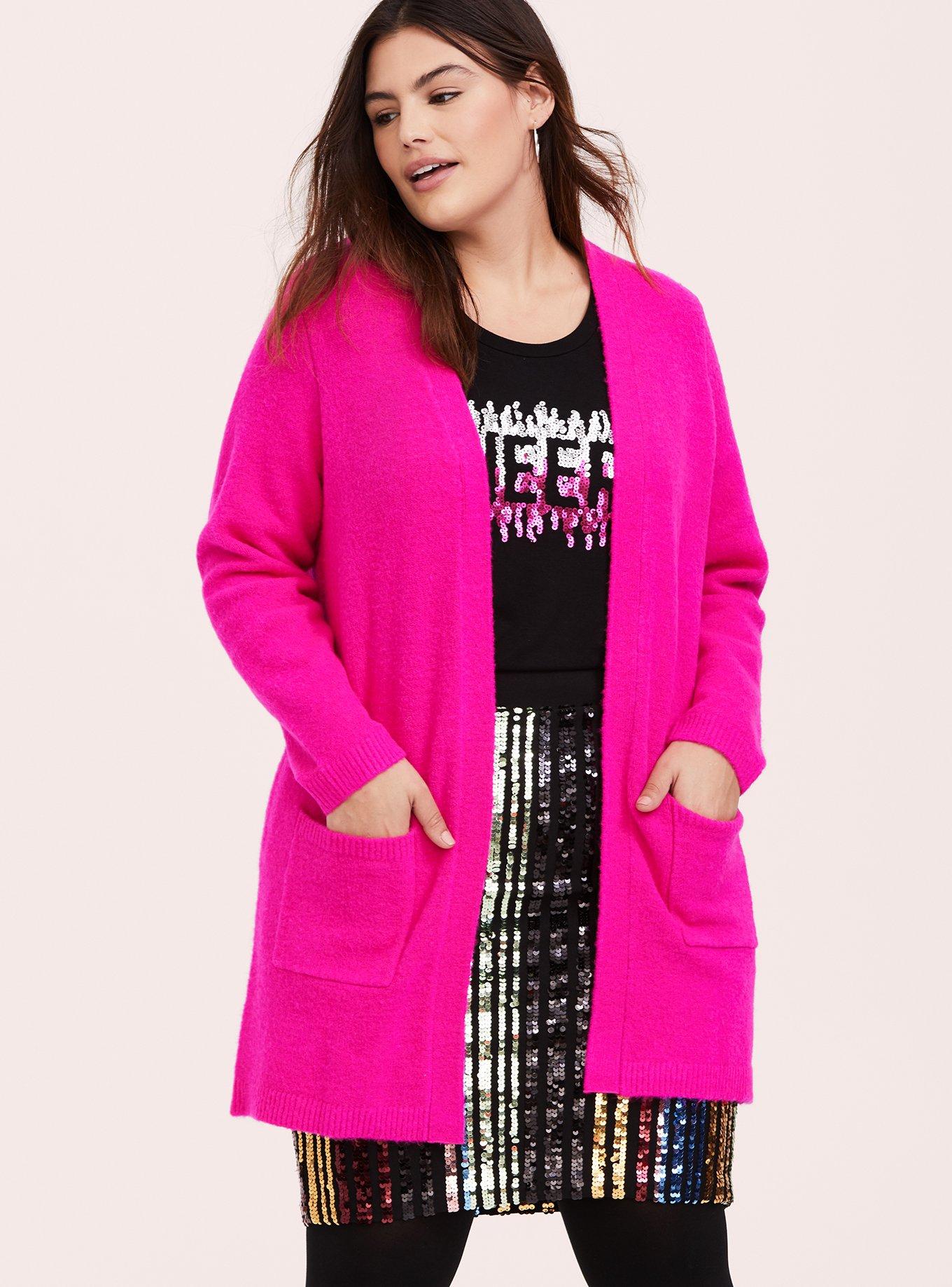 Plus size pink cardigan sweater sale