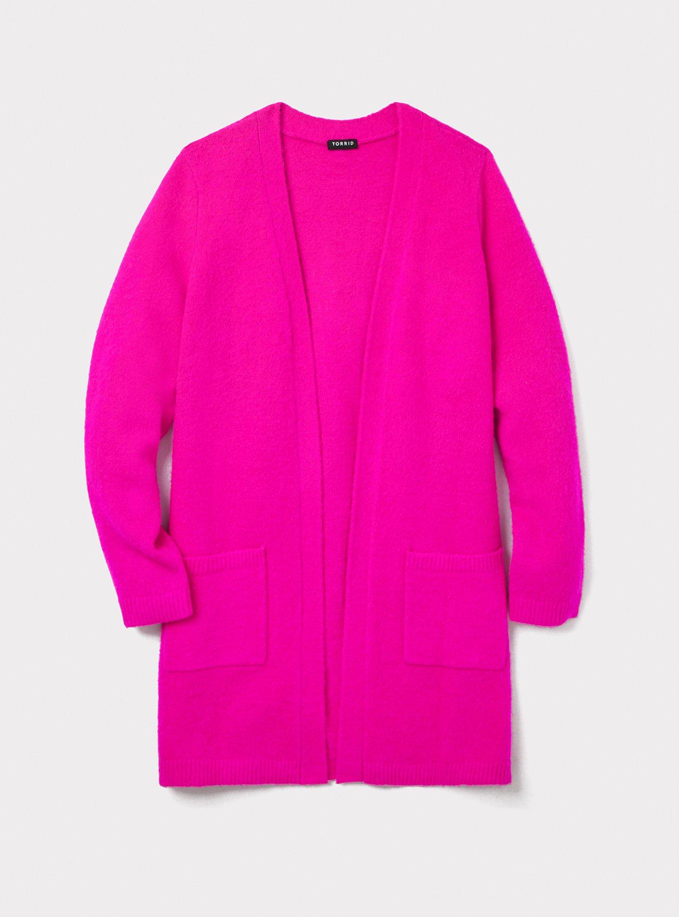 Bright pink hotsell cardigan sweater