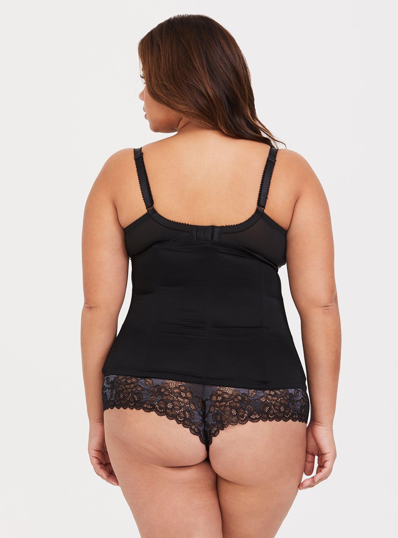 Plus Size - Black & Blue Microfiber Lace Waist Cincher - Torrid