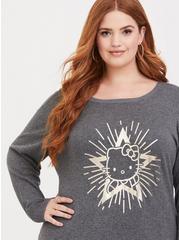 Hello Kitty Star Icon Pullover Sweater, GREY, alternate