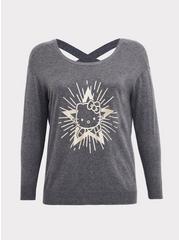 Hello Kitty Star Icon Pullover Sweater, GREY, hi-res