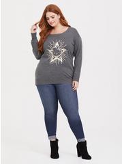 Hello Kitty Star Icon Pullover Sweater, GREY, hi-res