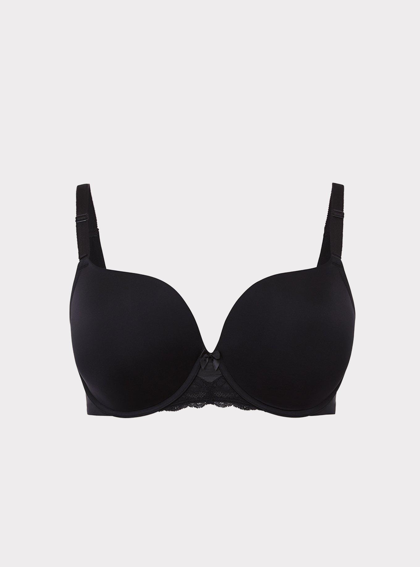 Cacique Bra 50C Invisible Lace Back Smoother Full Coverage Black No wire 50  C