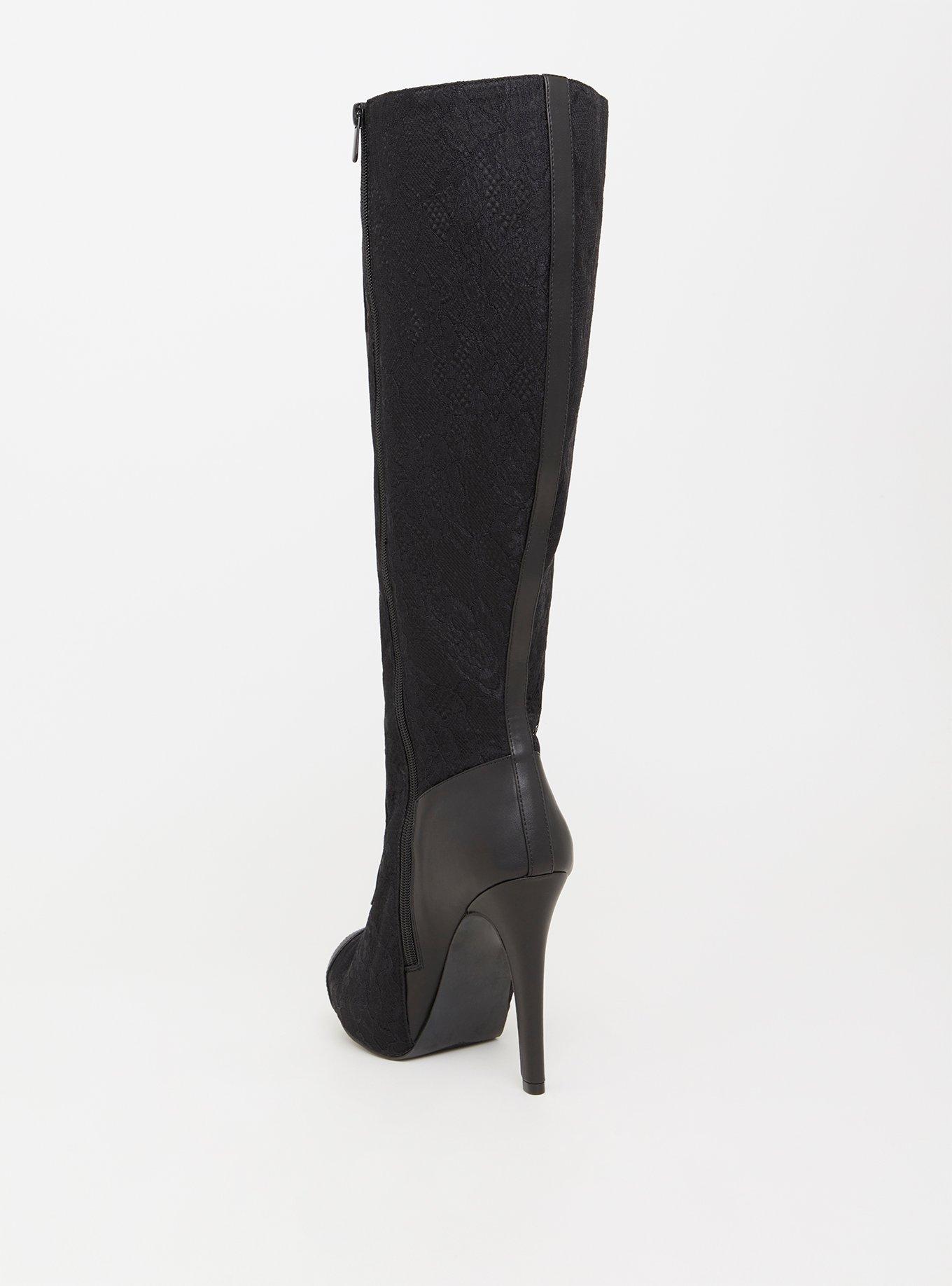 Plus Size Black Lace Over the Knee Boot (Wide Width & Wide Calf), BLACK, alternate