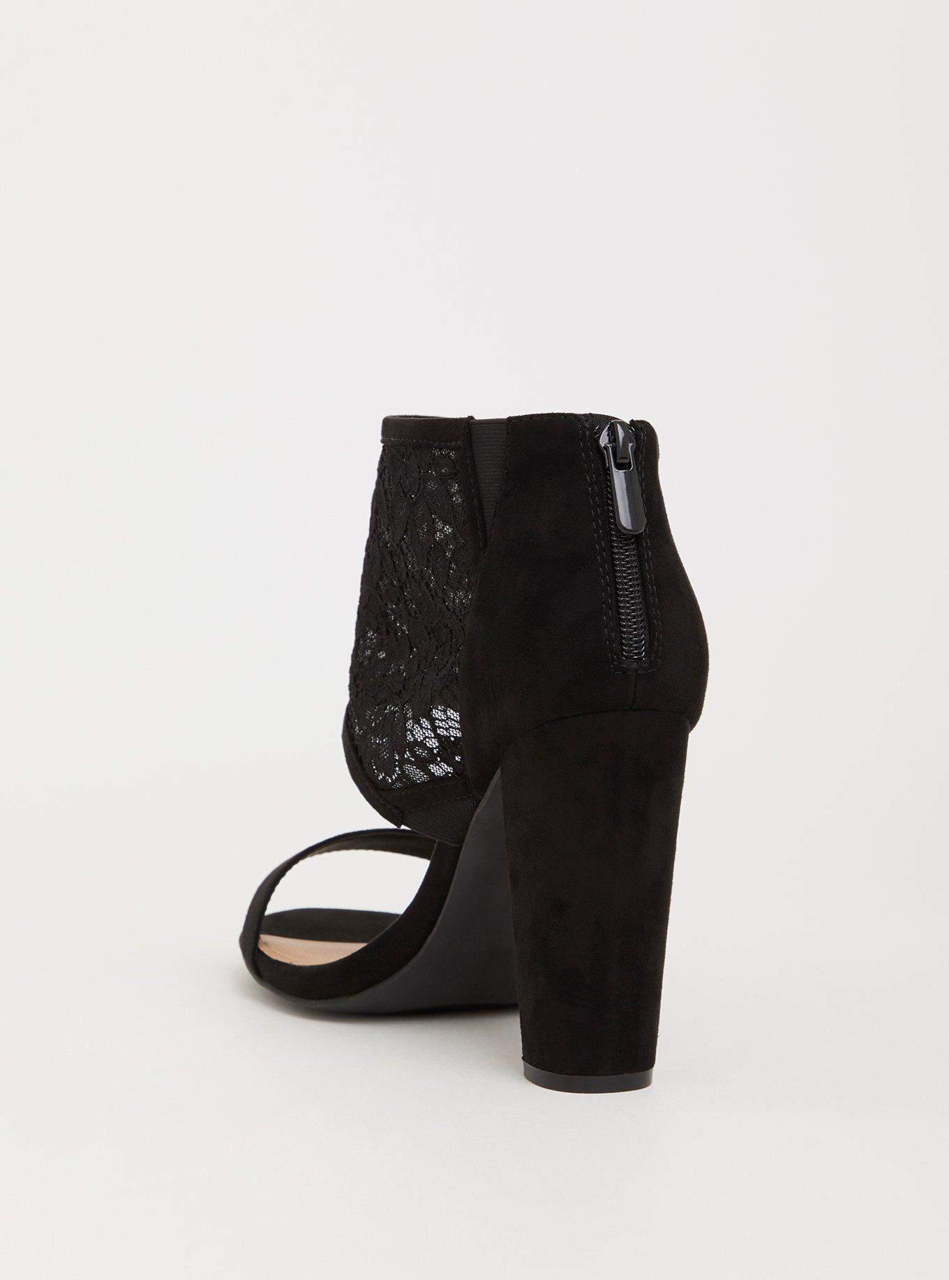 Plus Size Black Lace High Heel Sandal (Wide Width), BLACK, alternate