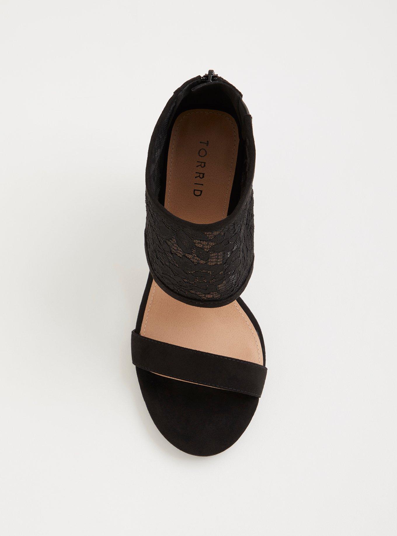 Plus Size Black Lace High Heel Sandal (Wide Width), BLACK, alternate