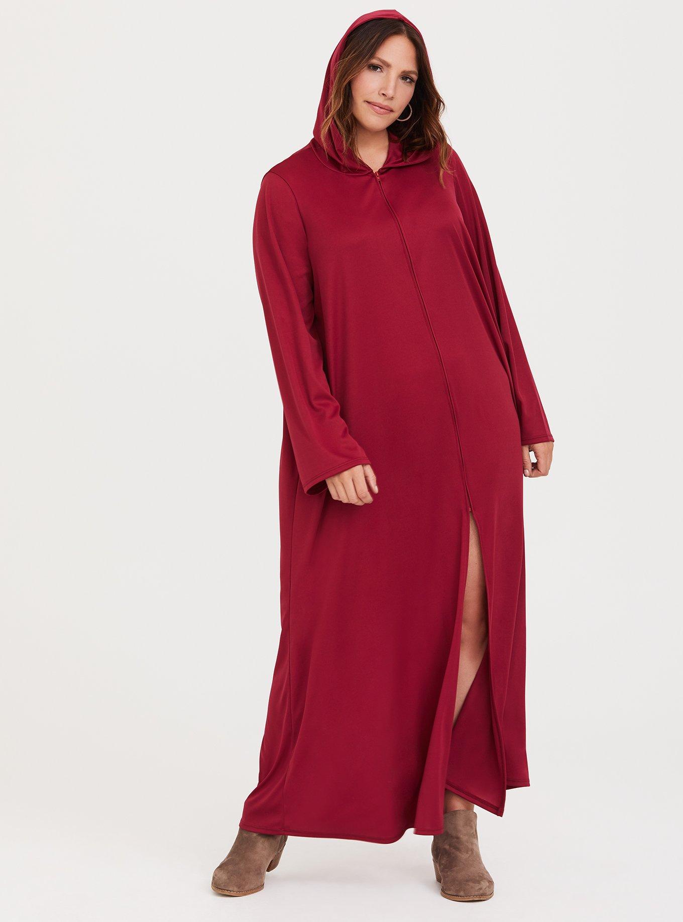 Plus Size Red Hooded Halloween Zip Gown, NONEC, hi-res