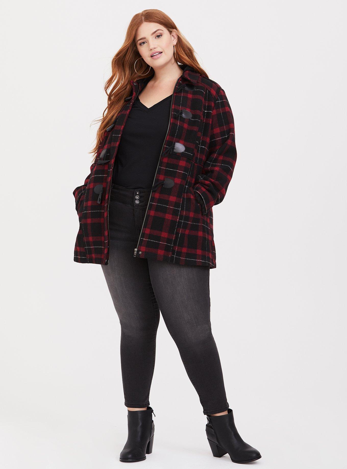 Wool Toggle Front Coat, PLAID, alternate