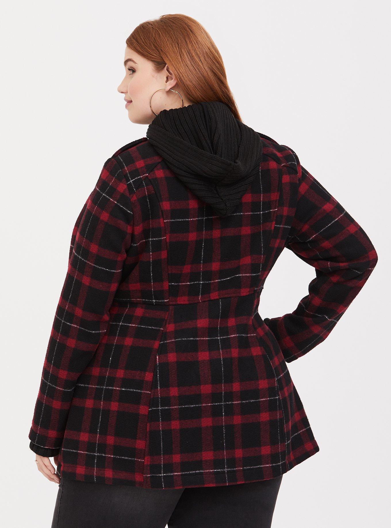 Wool Toggle Front Coat, PLAID, alternate
