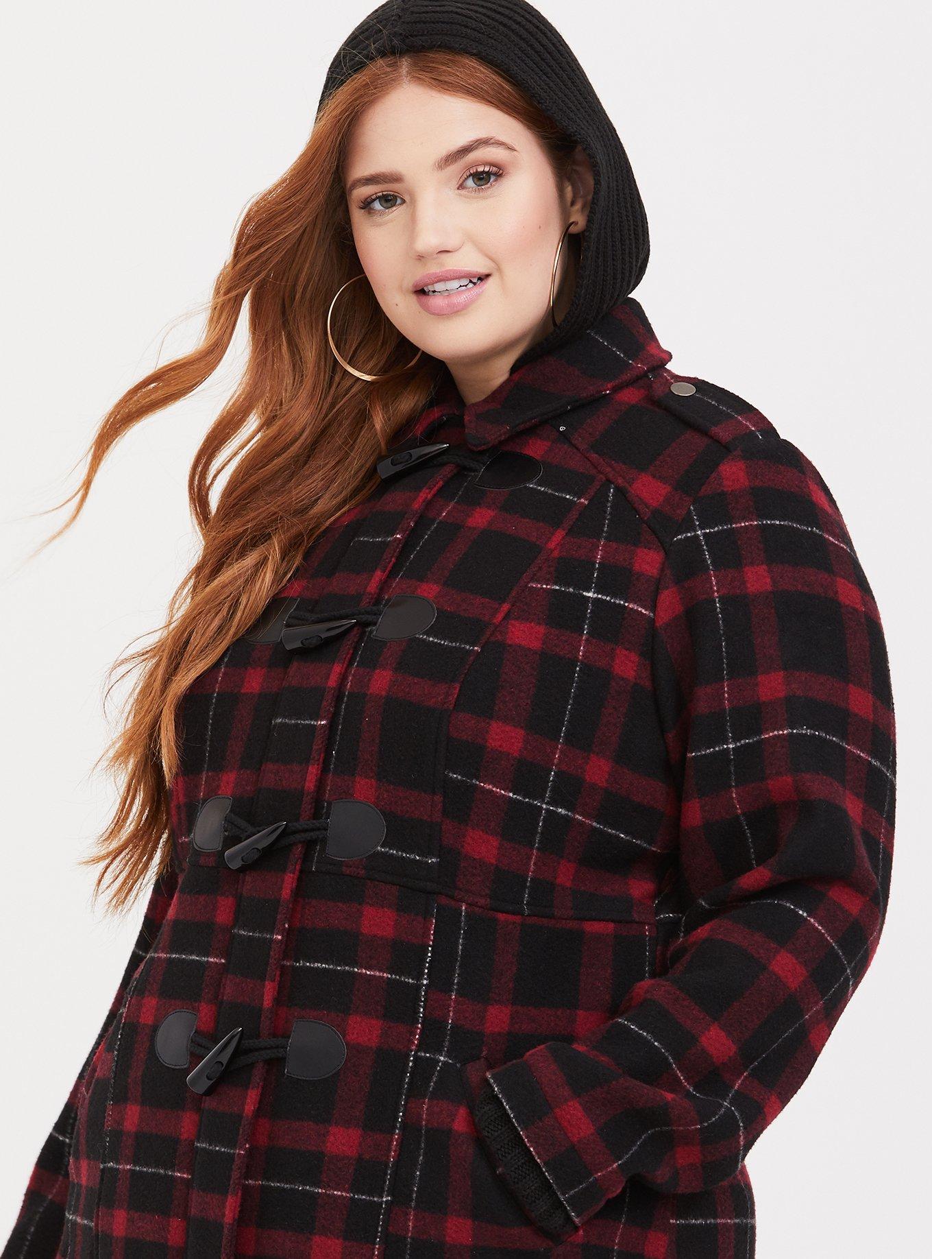 Wool Toggle Front Coat, PLAID, alternate