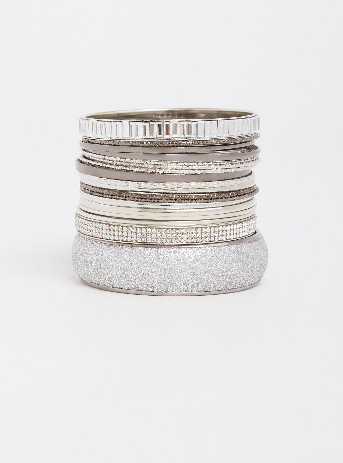 Sparkle Bangle Set - Set of 18, HEMATITE, hi-res