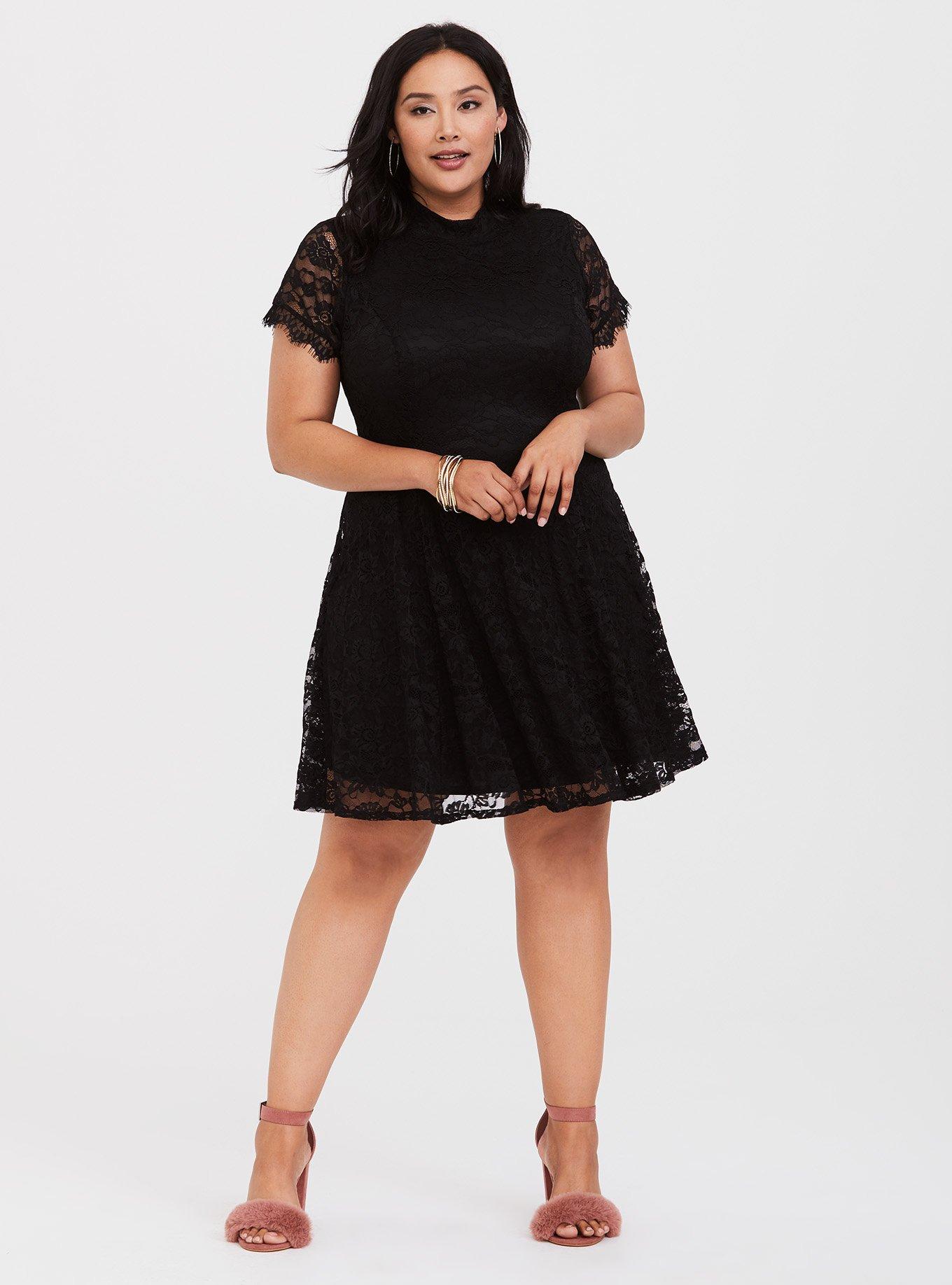 Torrid black 2024 lace skater dress