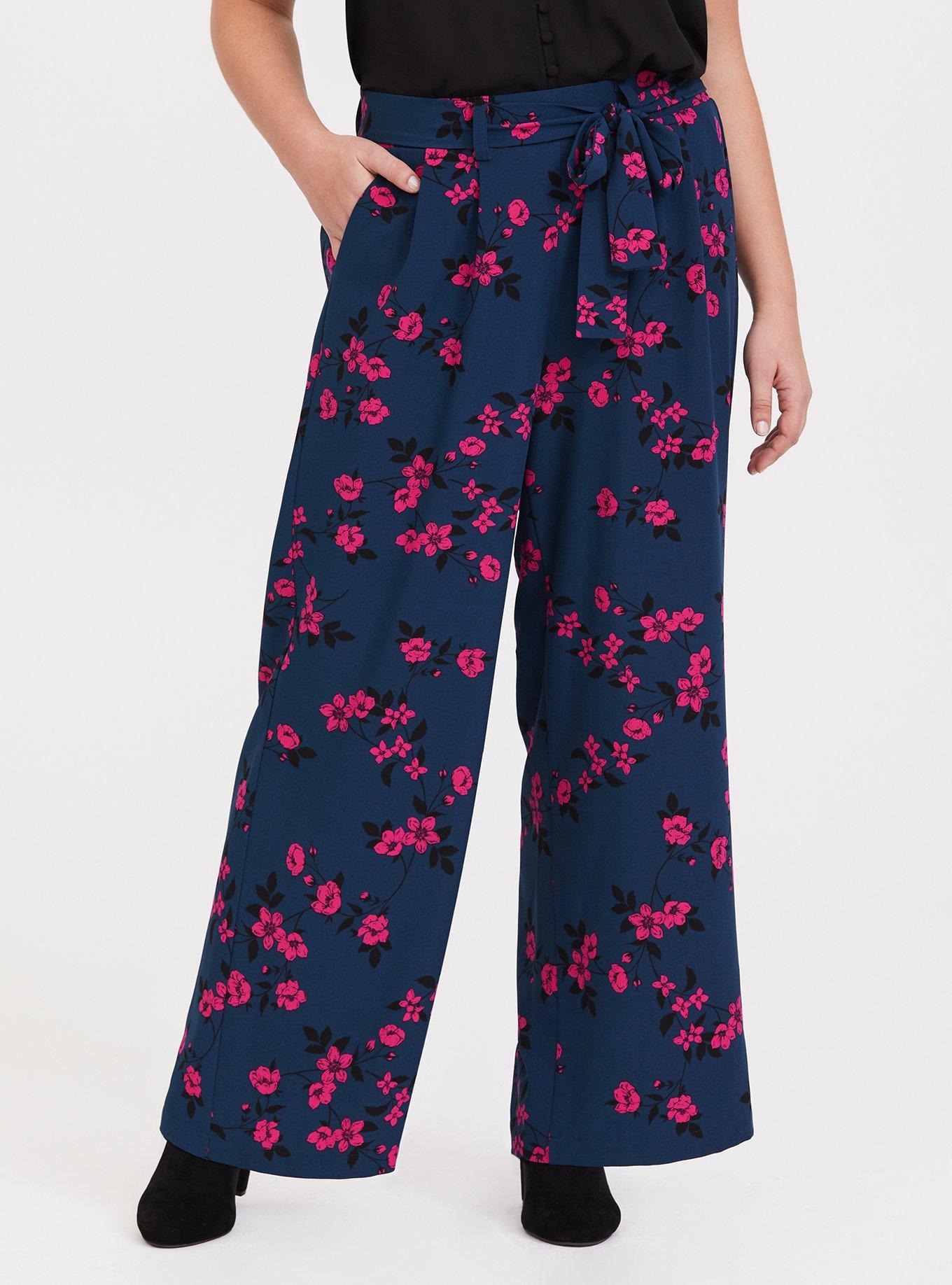 Plus Size Stretch Deco Crepe Wide-Leg Pants, Indigo