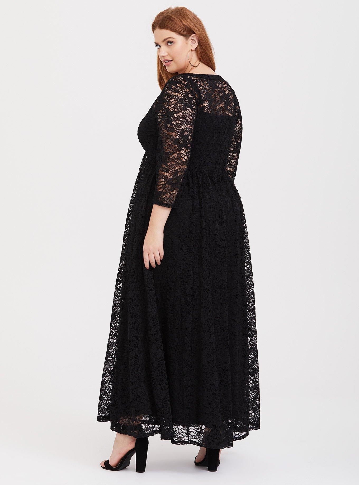 Plus Size - Black Lace Button Maxi Dress - Torrid