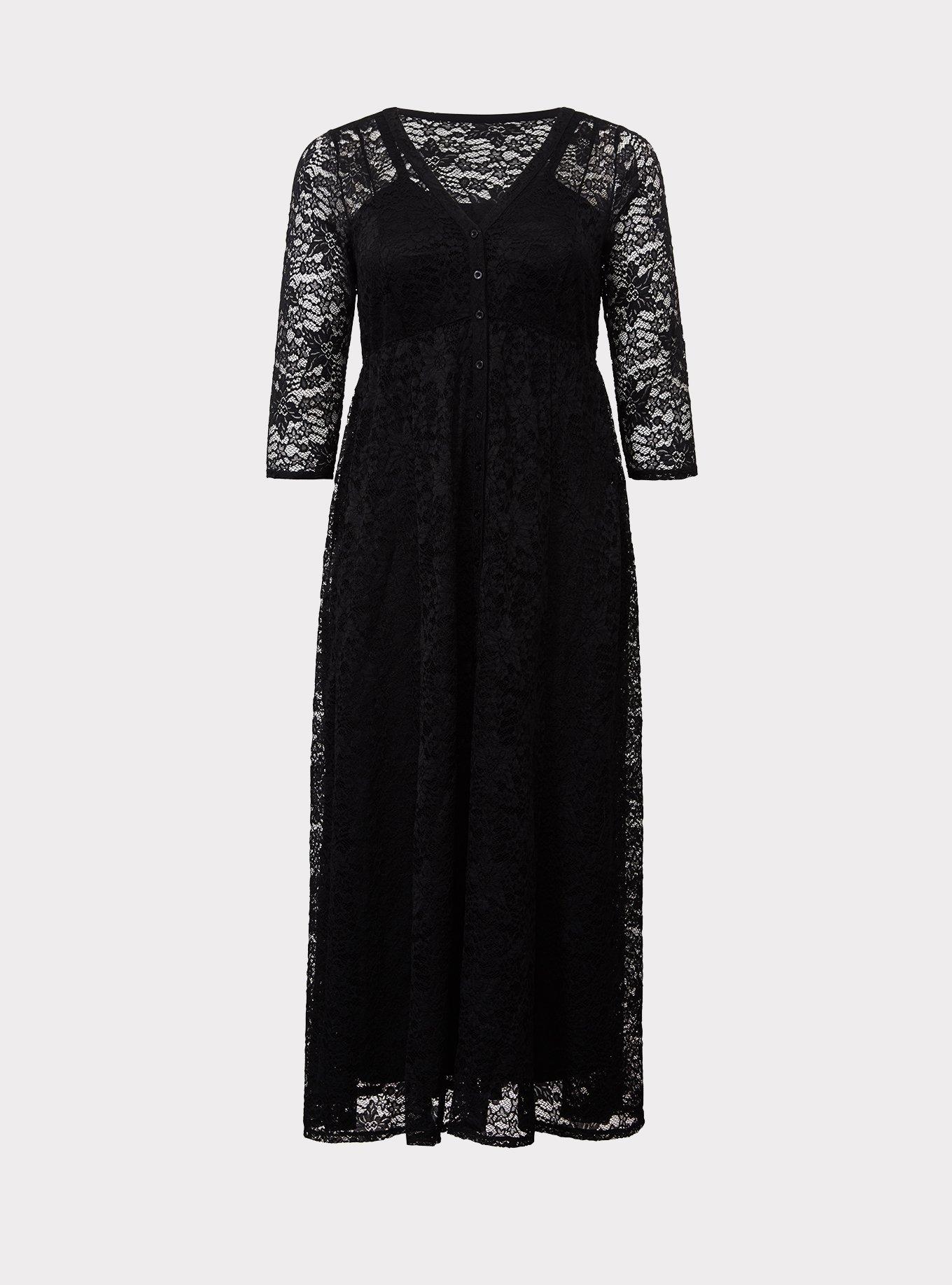 Plus Size - Black Lace Button Maxi Dress - Torrid