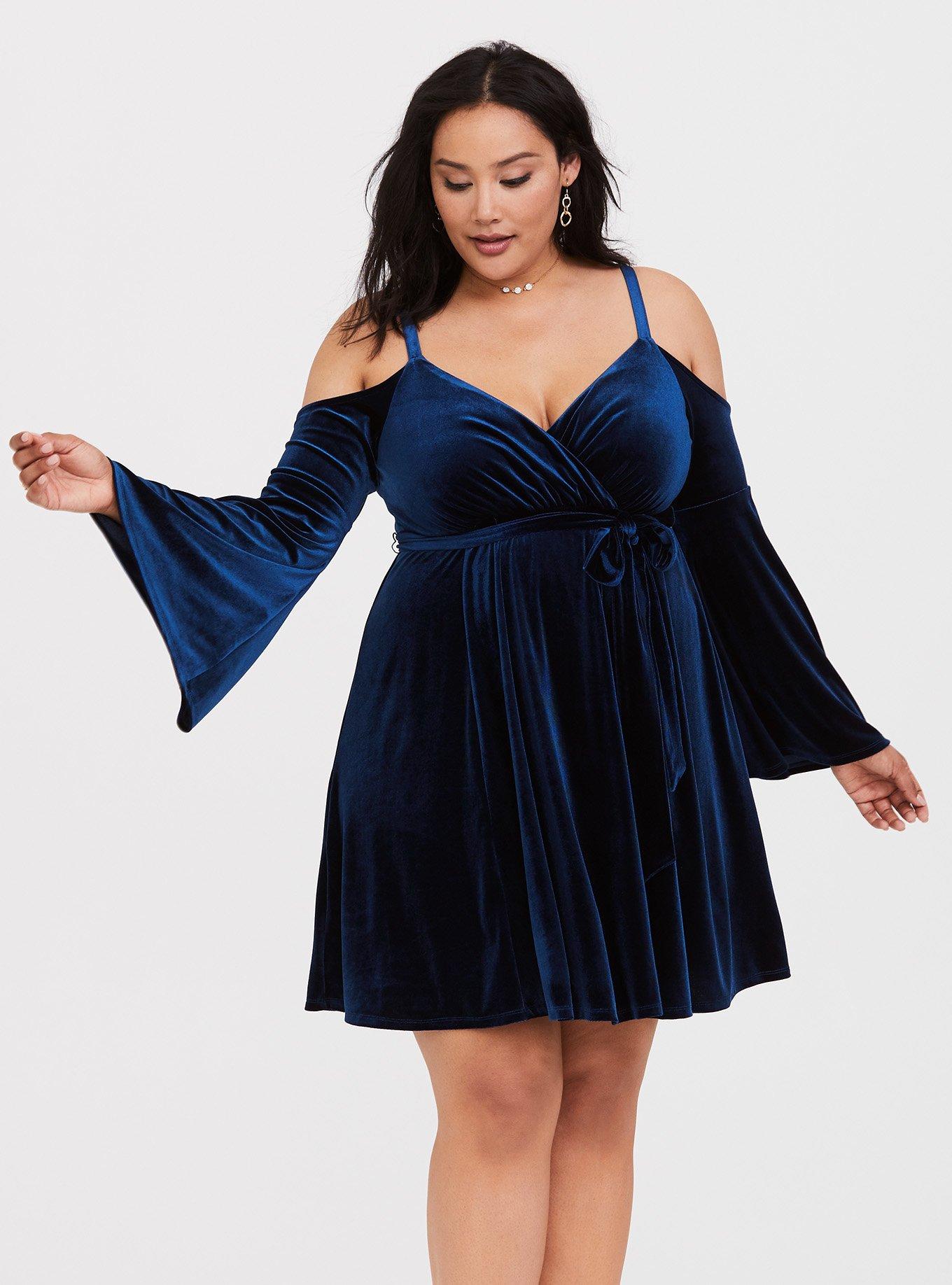 Torrid blue velvet dress sale