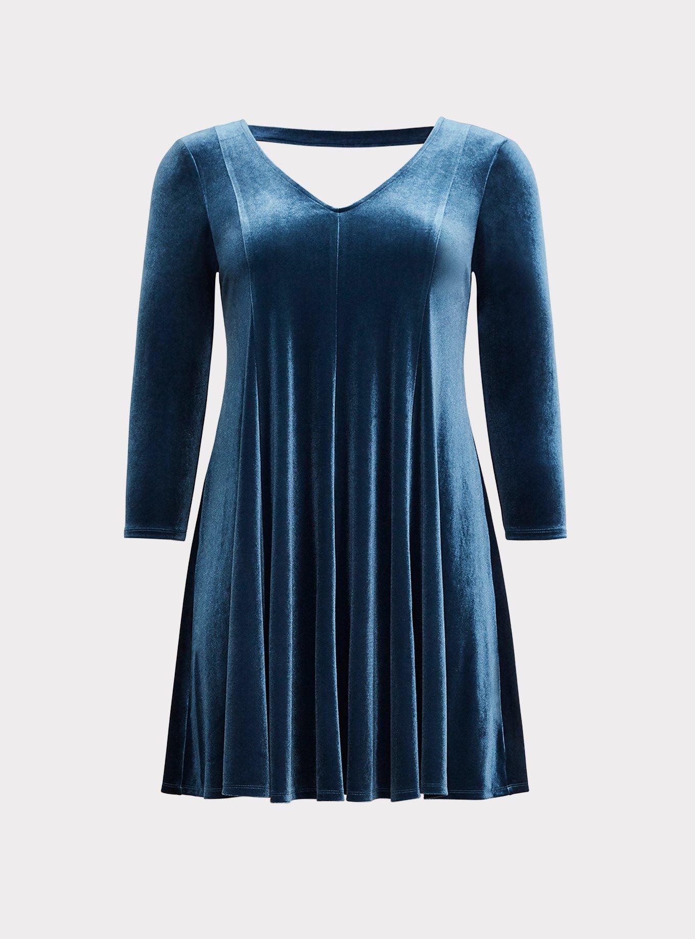 Torrid blue velvet clearance dress