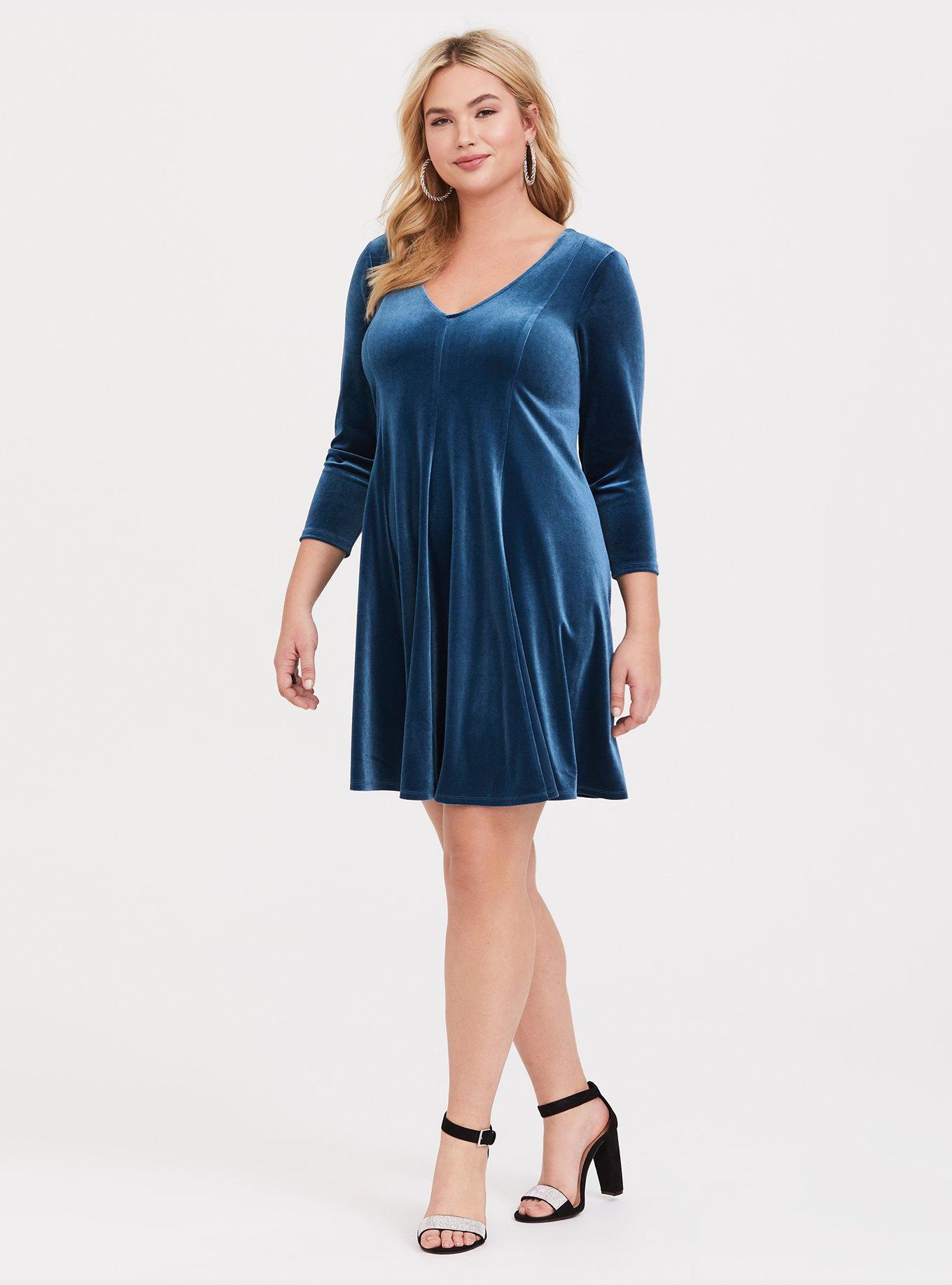 Torrid Navy & Black Velvet 2024 Skater Dress