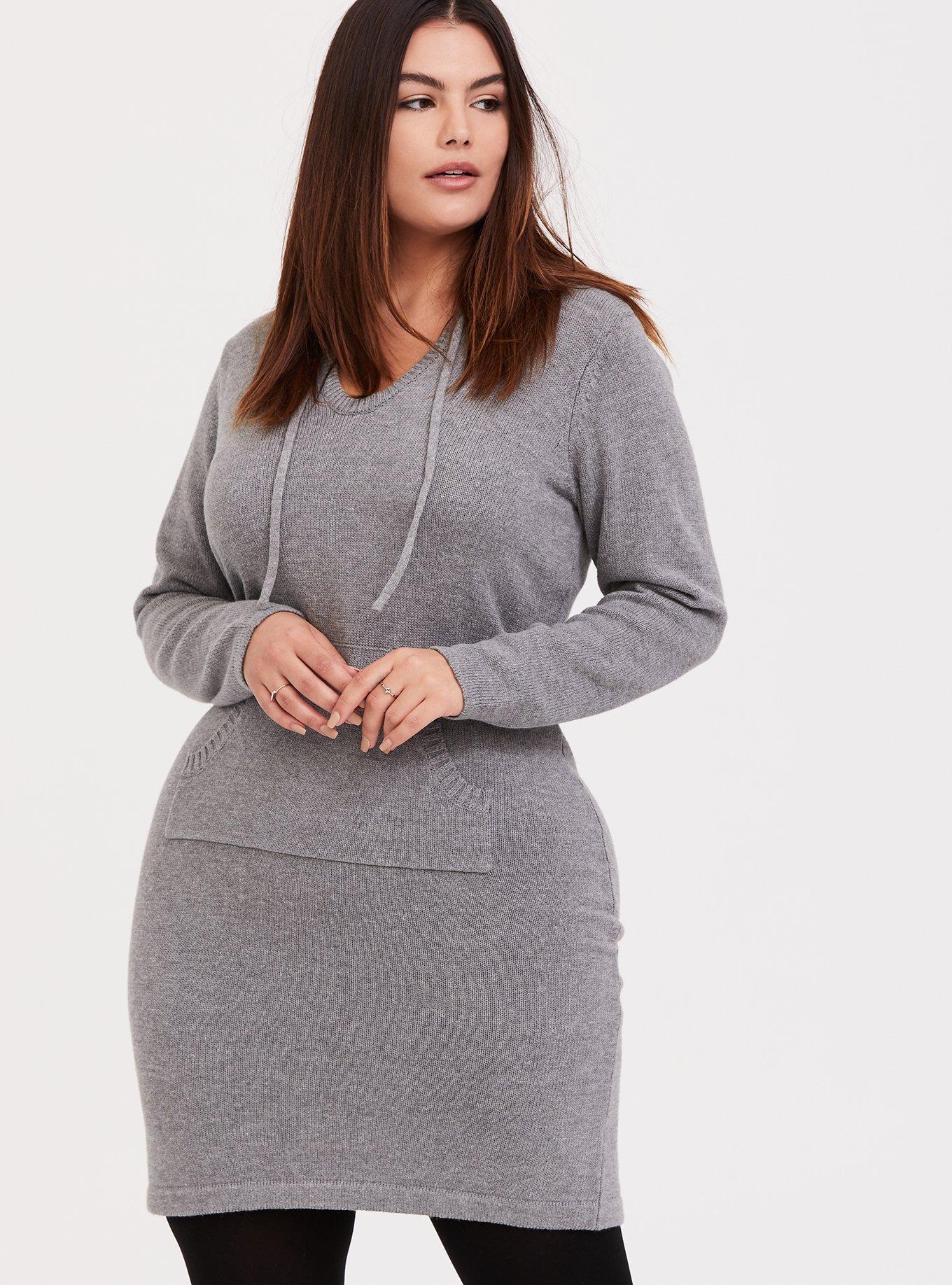 Plus Size Midi Sweater Hooded Dress Torrid